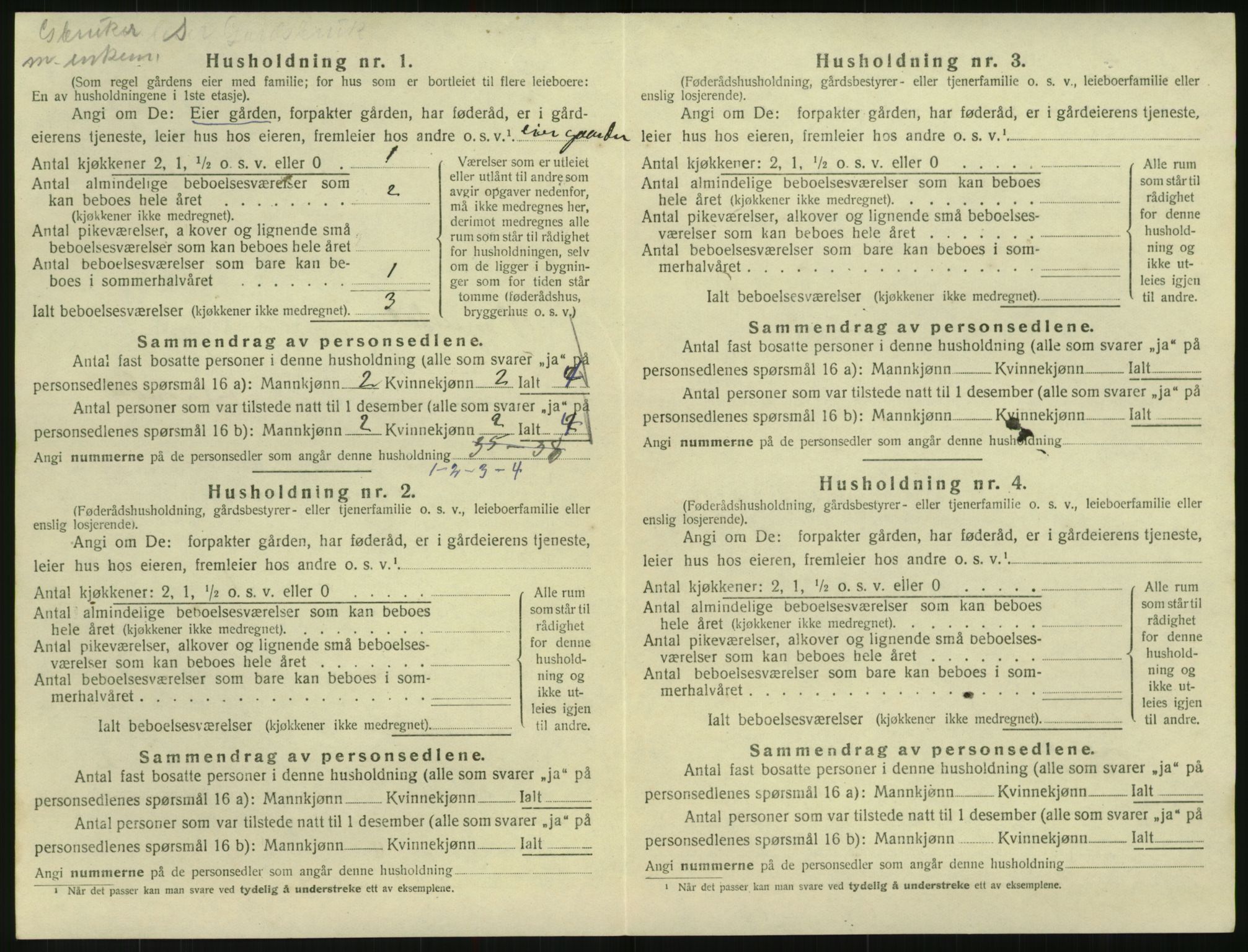 SAK, 1920 census for Vegusdal, 1920, p. 290