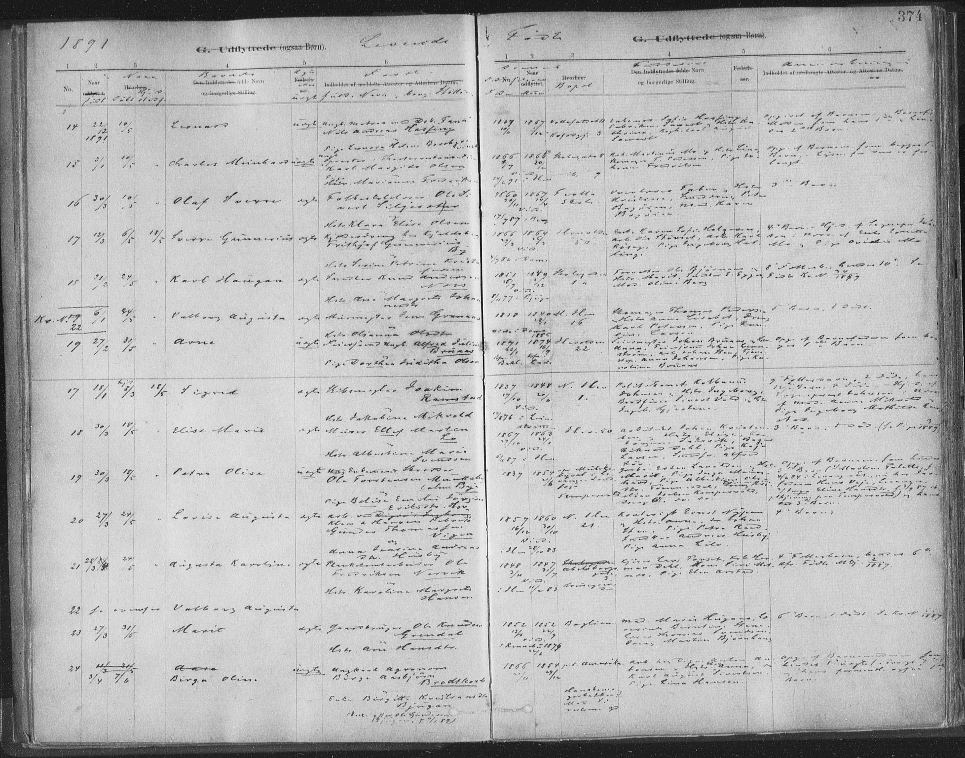Ministerialprotokoller, klokkerbøker og fødselsregistre - Sør-Trøndelag, AV/SAT-A-1456/603/L0163: Parish register (official) no. 603A02, 1879-1895, p. 374