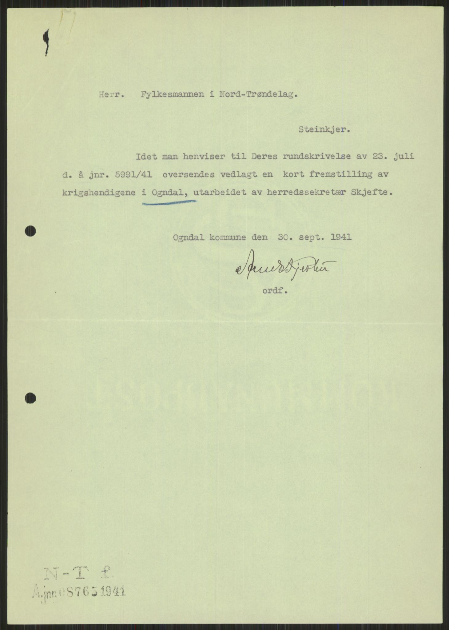 Forsvaret, Forsvarets krigshistoriske avdeling, AV/RA-RAFA-2017/Y/Ya/L0016: II-C-11-31 - Fylkesmenn.  Rapporter om krigsbegivenhetene 1940., 1940, p. 526