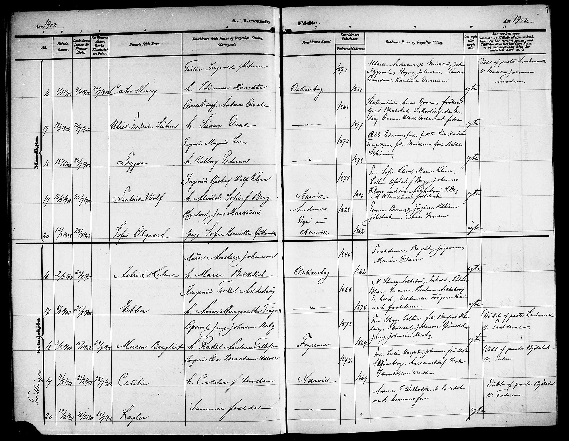 Ministerialprotokoller, klokkerbøker og fødselsregistre - Nordland, AV/SAT-A-1459/871/L1012: Parish register (copy) no. 871C01, 1902-1909, p. 7