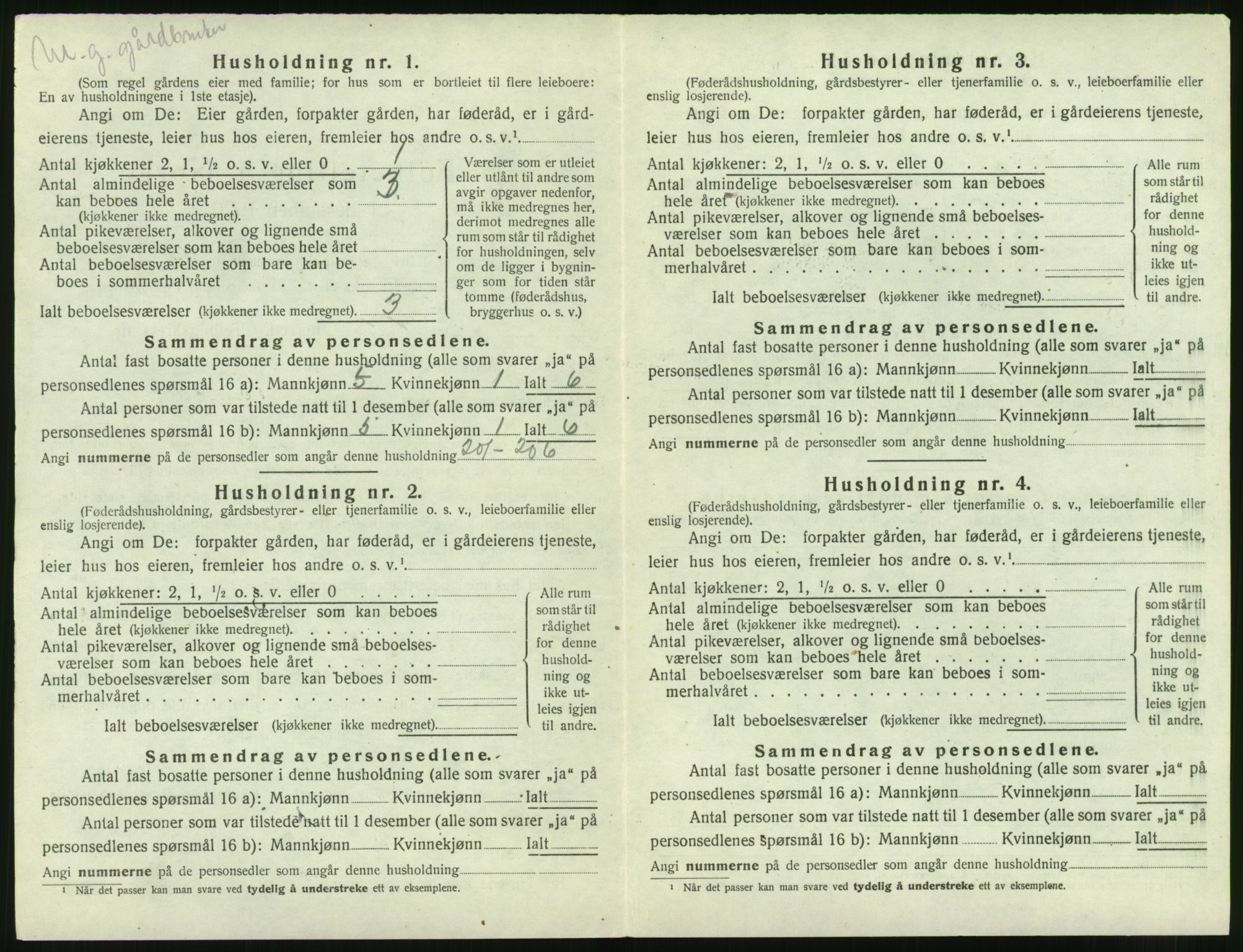 SAT, 1920 census for Hen, 1920, p. 287