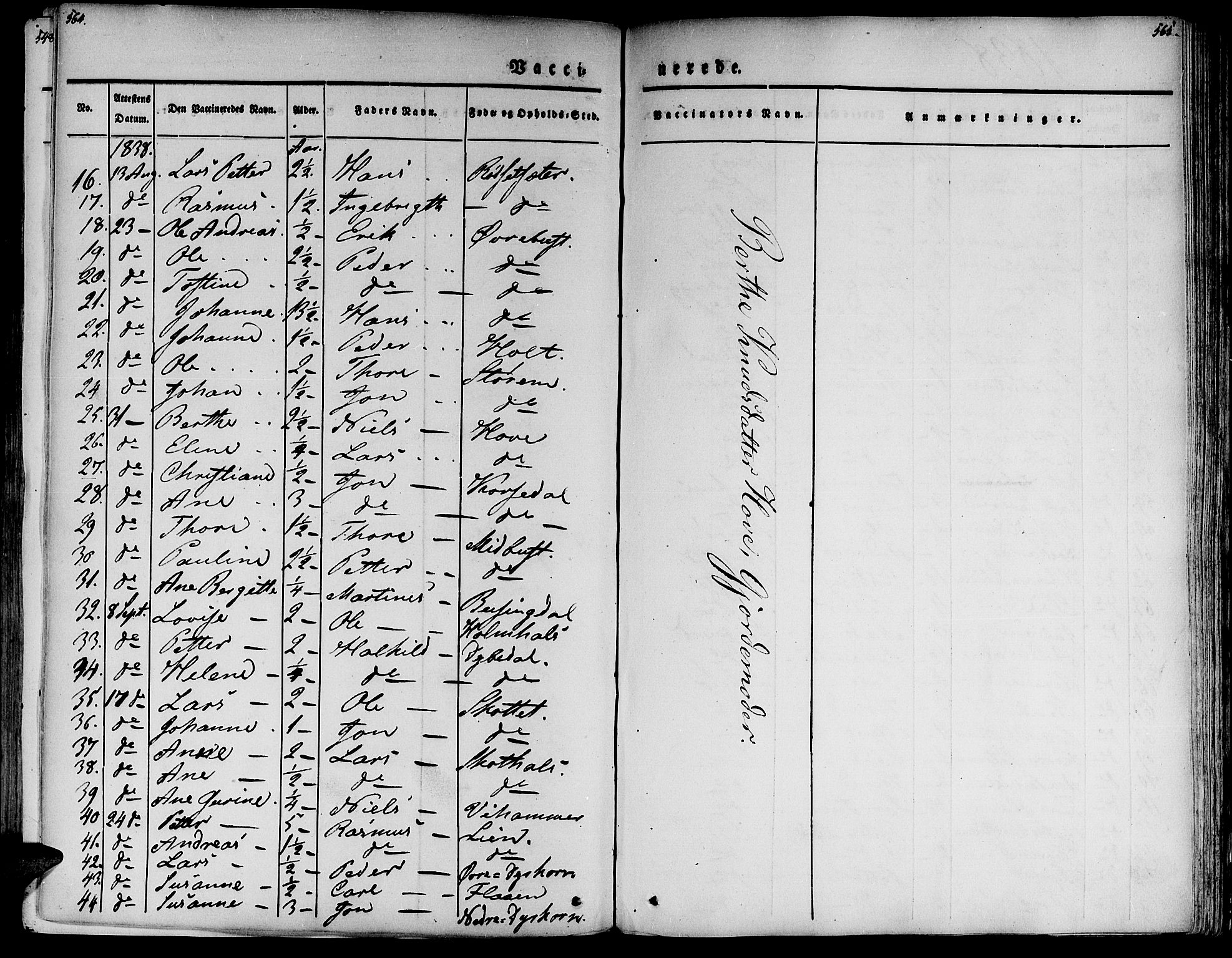 Ministerialprotokoller, klokkerbøker og fødselsregistre - Møre og Romsdal, AV/SAT-A-1454/520/L0274: Parish register (official) no. 520A04, 1827-1864, p. 564-565