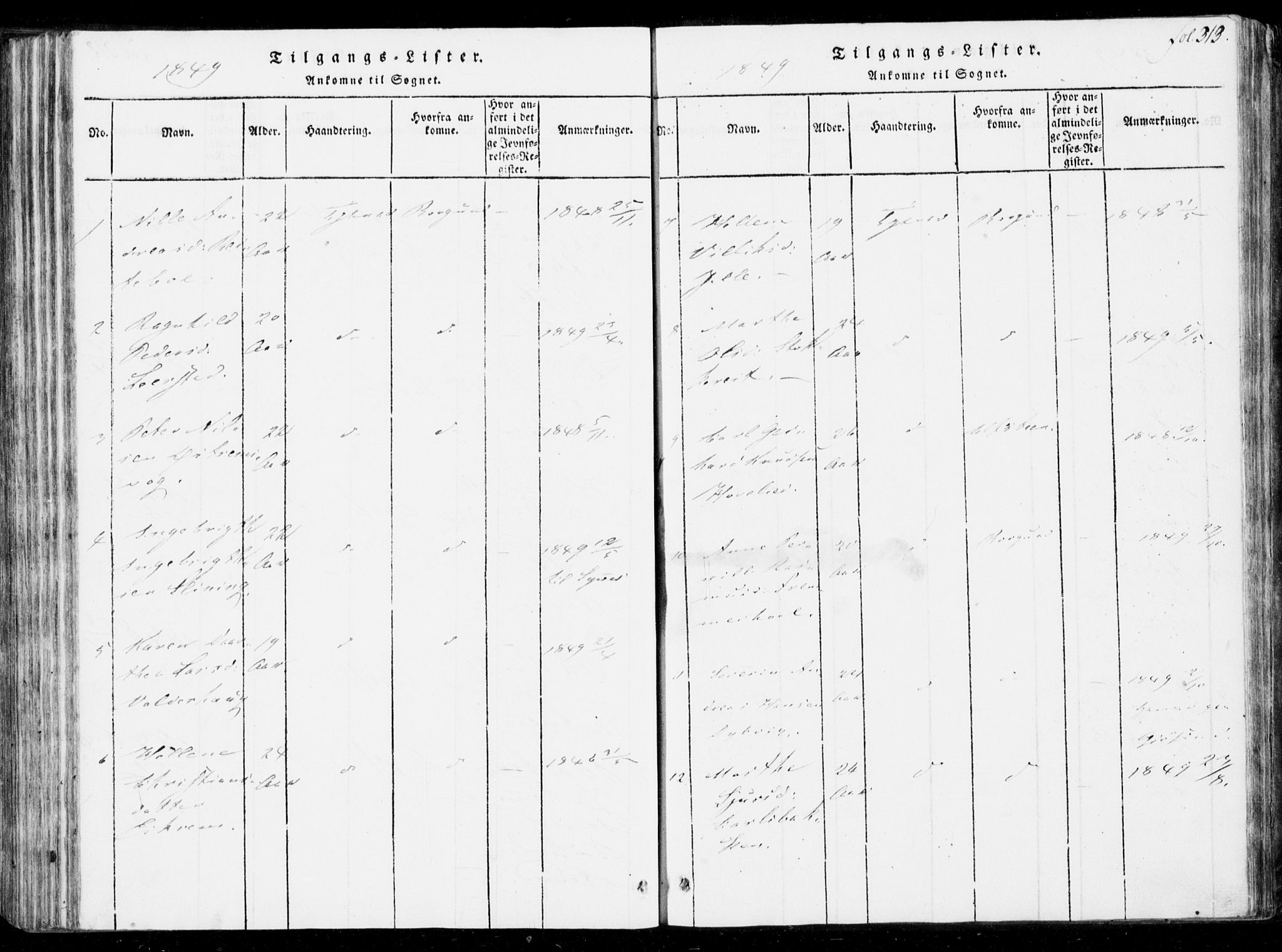 Ministerialprotokoller, klokkerbøker og fødselsregistre - Møre og Romsdal, SAT/A-1454/537/L0517: Parish register (official) no. 537A01, 1818-1862, p. 313