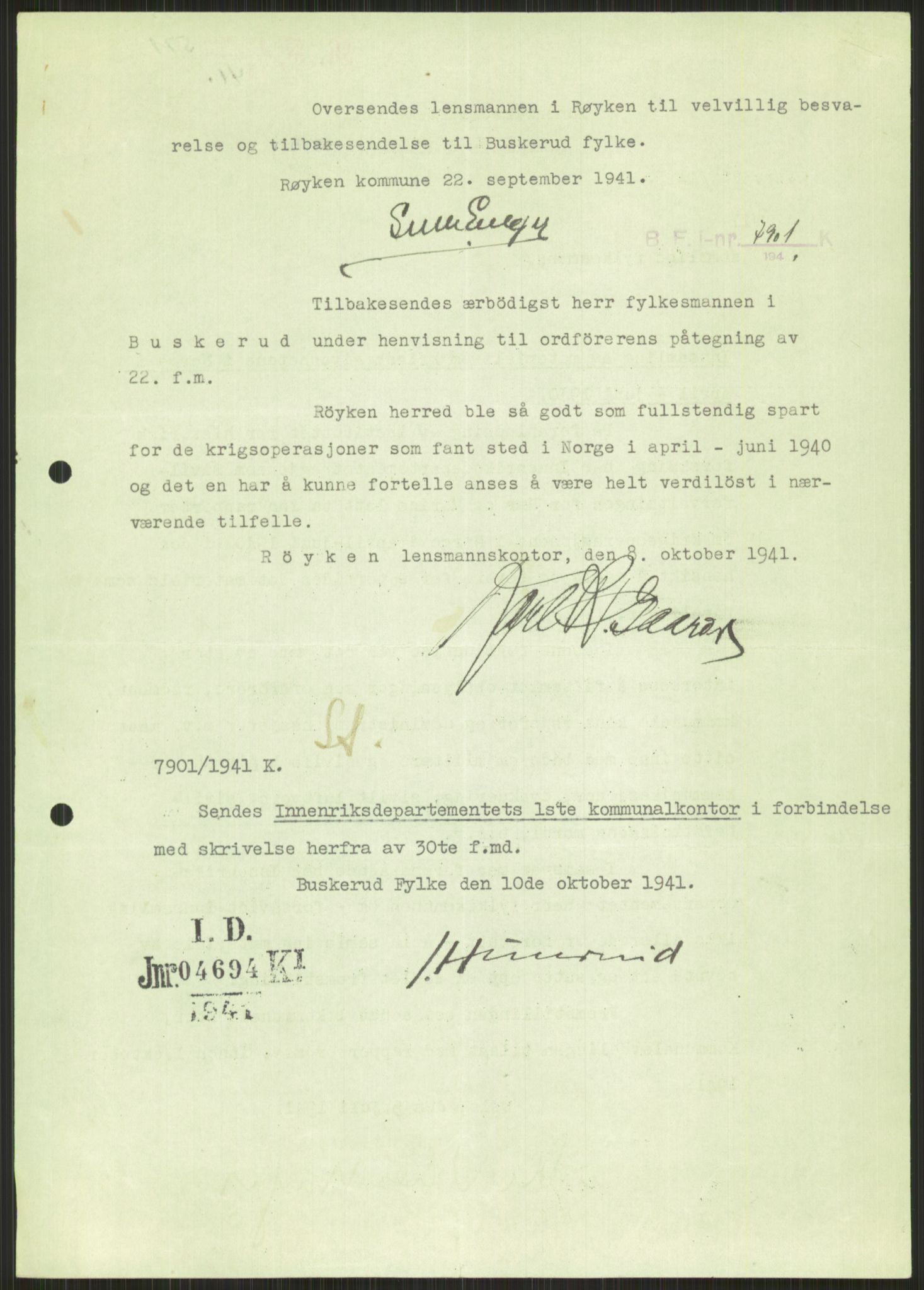 Forsvaret, Forsvarets krigshistoriske avdeling, RA/RAFA-2017/Y/Ya/L0014: II-C-11-31 - Fylkesmenn.  Rapporter om krigsbegivenhetene 1940., 1940, p. 489