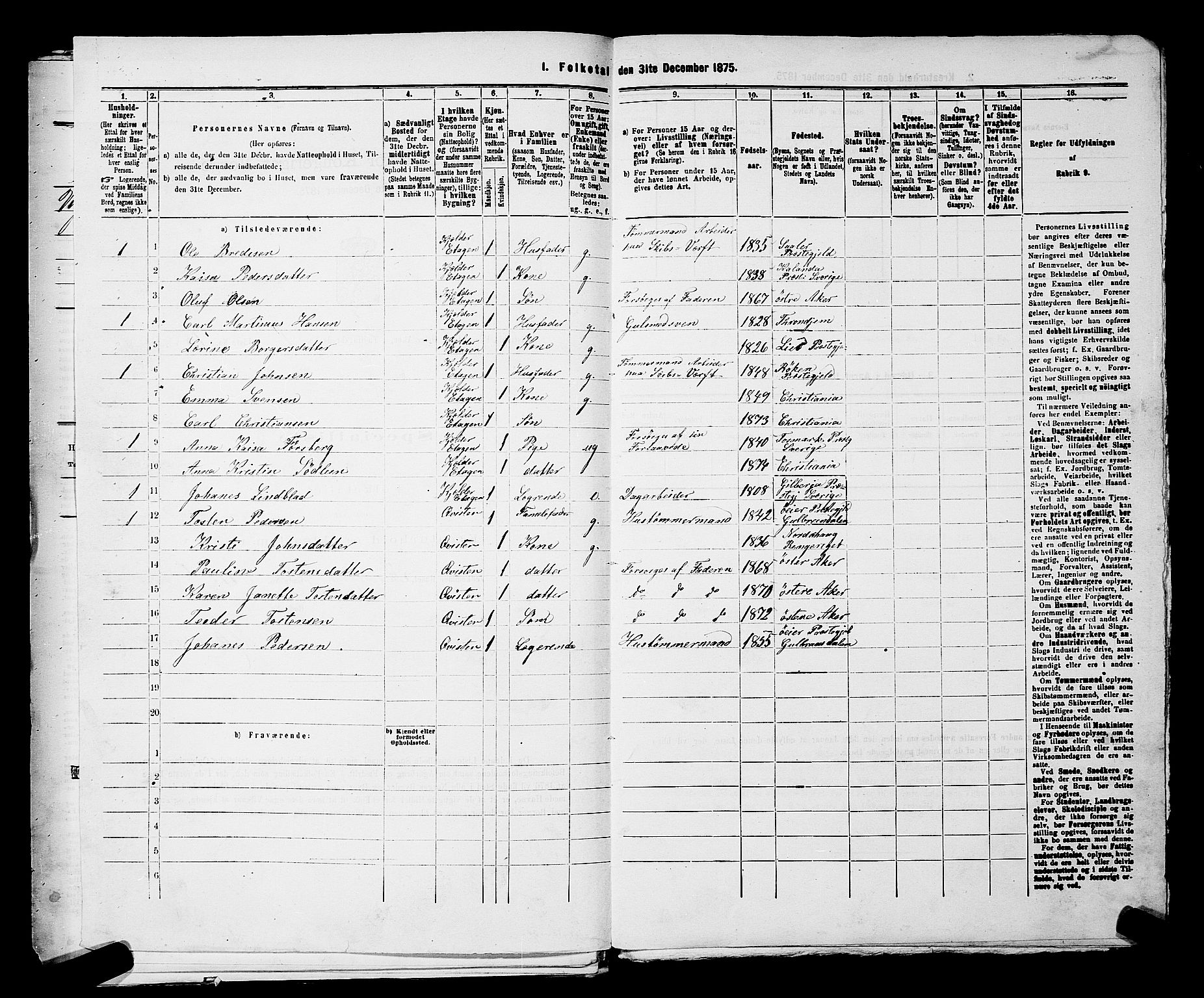 RA, 1875 census for 0218bP Østre Aker, 1875, p. 210