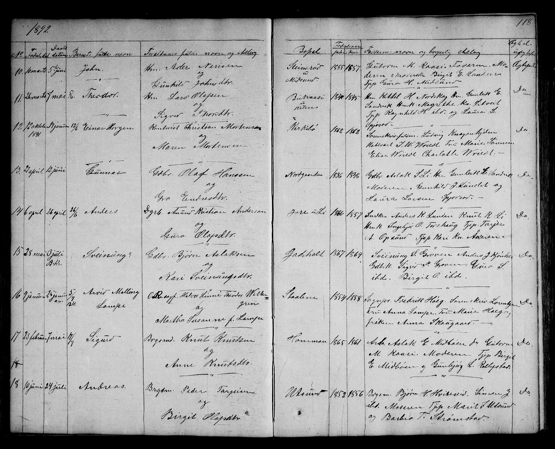Kviteseid kirkebøker, SAKO/A-276/G/Ga/L0001: Parish register (copy) no. I 1, 1850-1893, p. 118