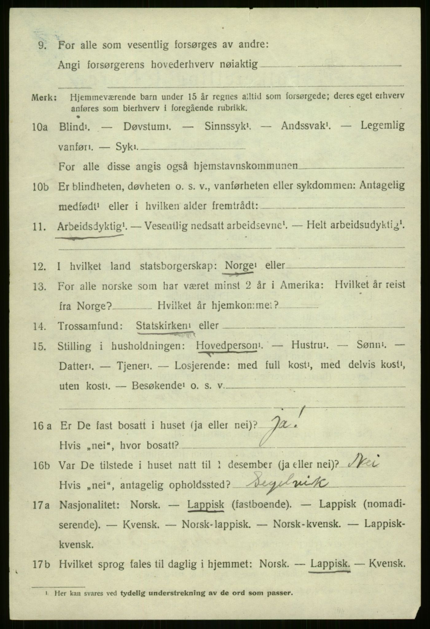 SATØ, 1920 census for Kvænangen, 1920, p. 1923