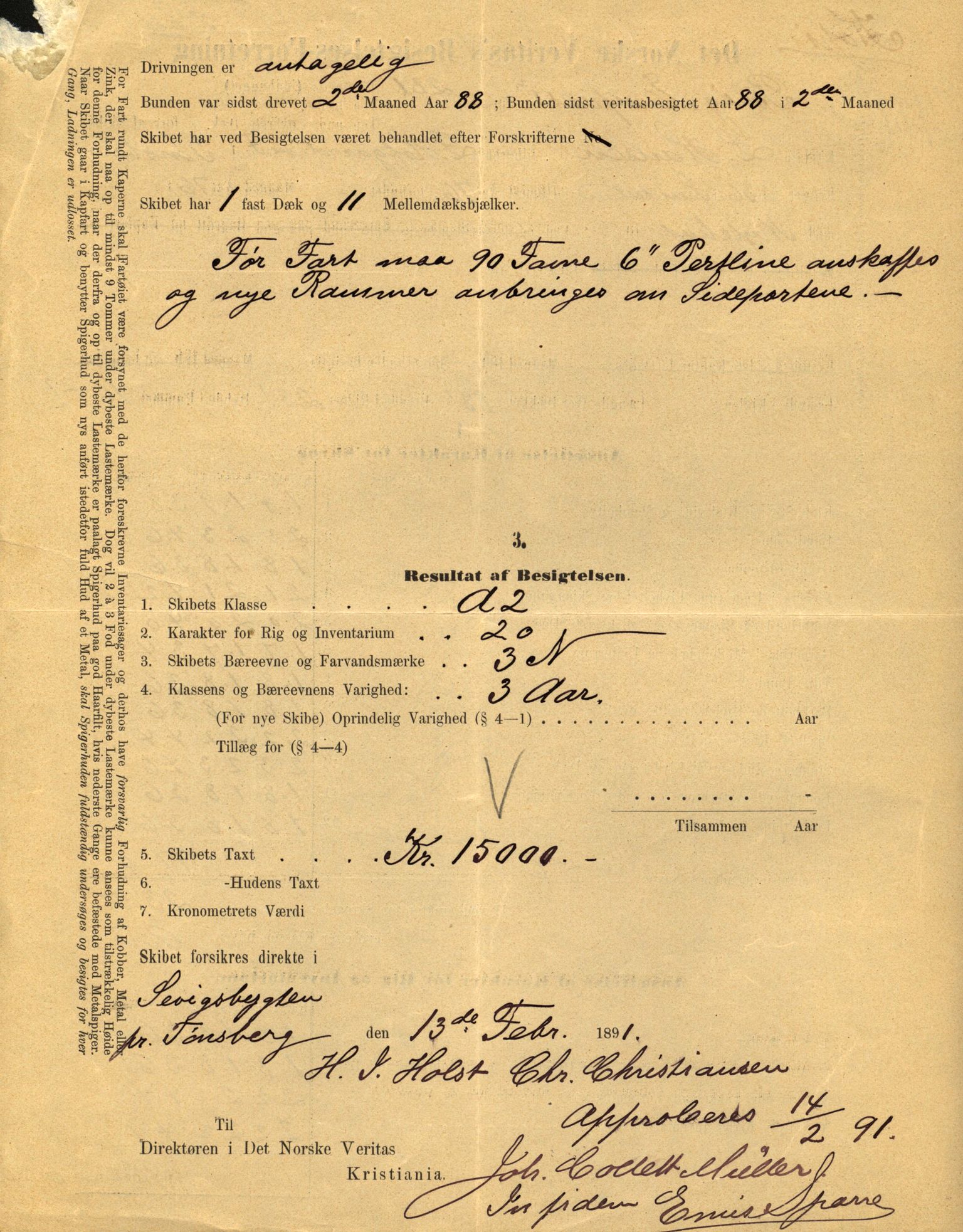 Pa 63 - Østlandske skibsassuranceforening, VEMU/A-1079/G/Ga/L0030/0002: Havaridokumenter / To venner, Emil, Empress, Enterprise, Dacapo, Dato, 1893, p. 65