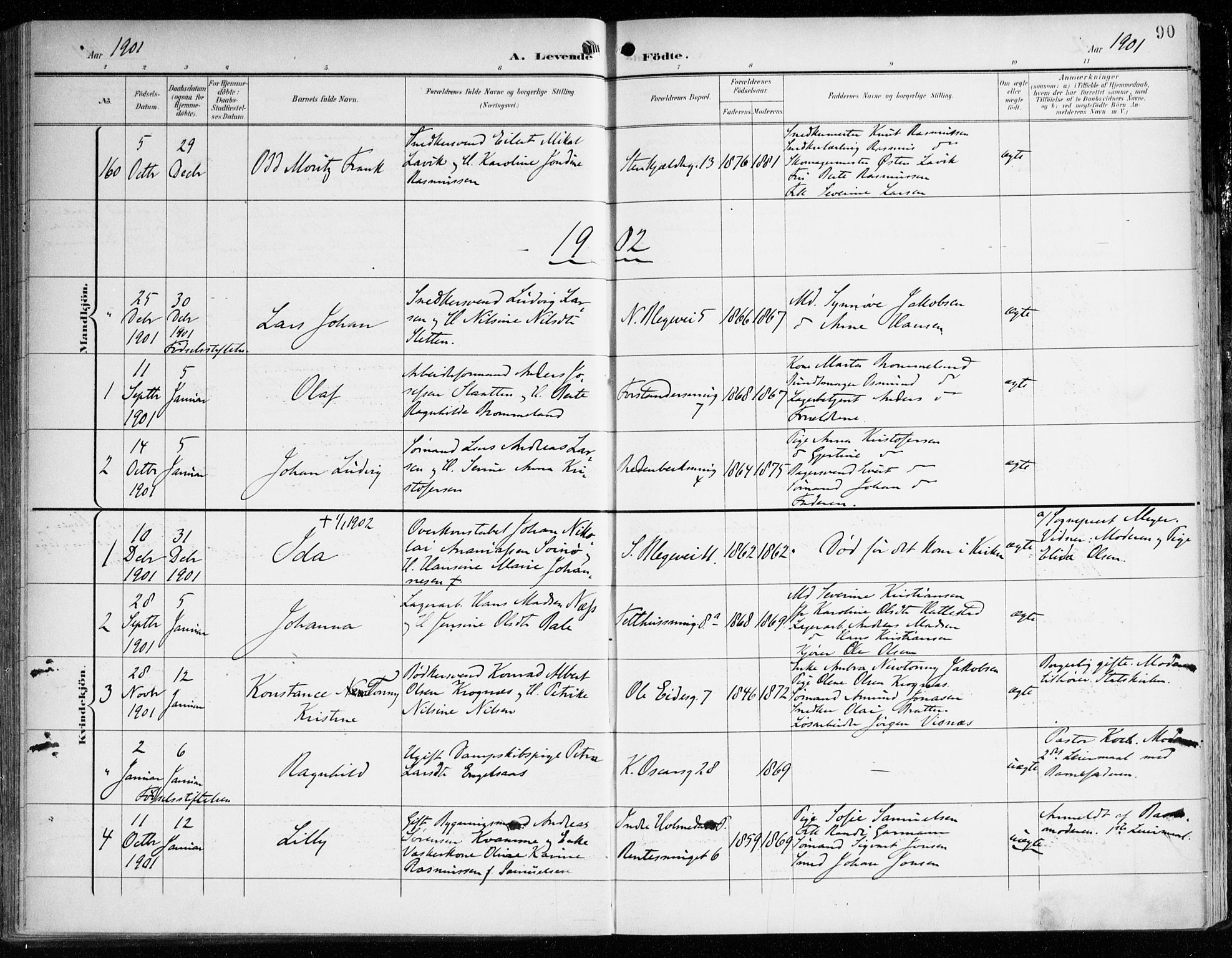 Korskirken sokneprestembete, AV/SAB-A-76101/H/Haa/L0023: Parish register (official) no. B 9, 1899-1908, p. 90