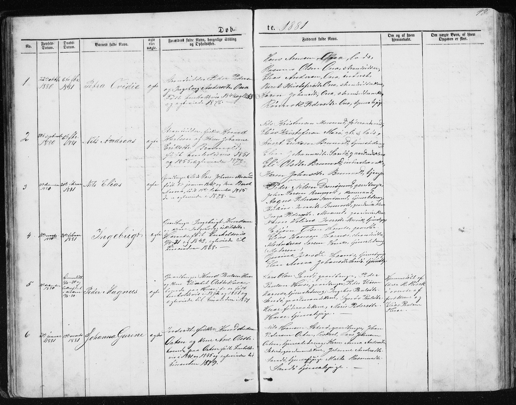 Ministerialprotokoller, klokkerbøker og fødselsregistre - Møre og Romsdal, AV/SAT-A-1454/561/L0732: Parish register (copy) no. 561C02, 1867-1900, p. 48