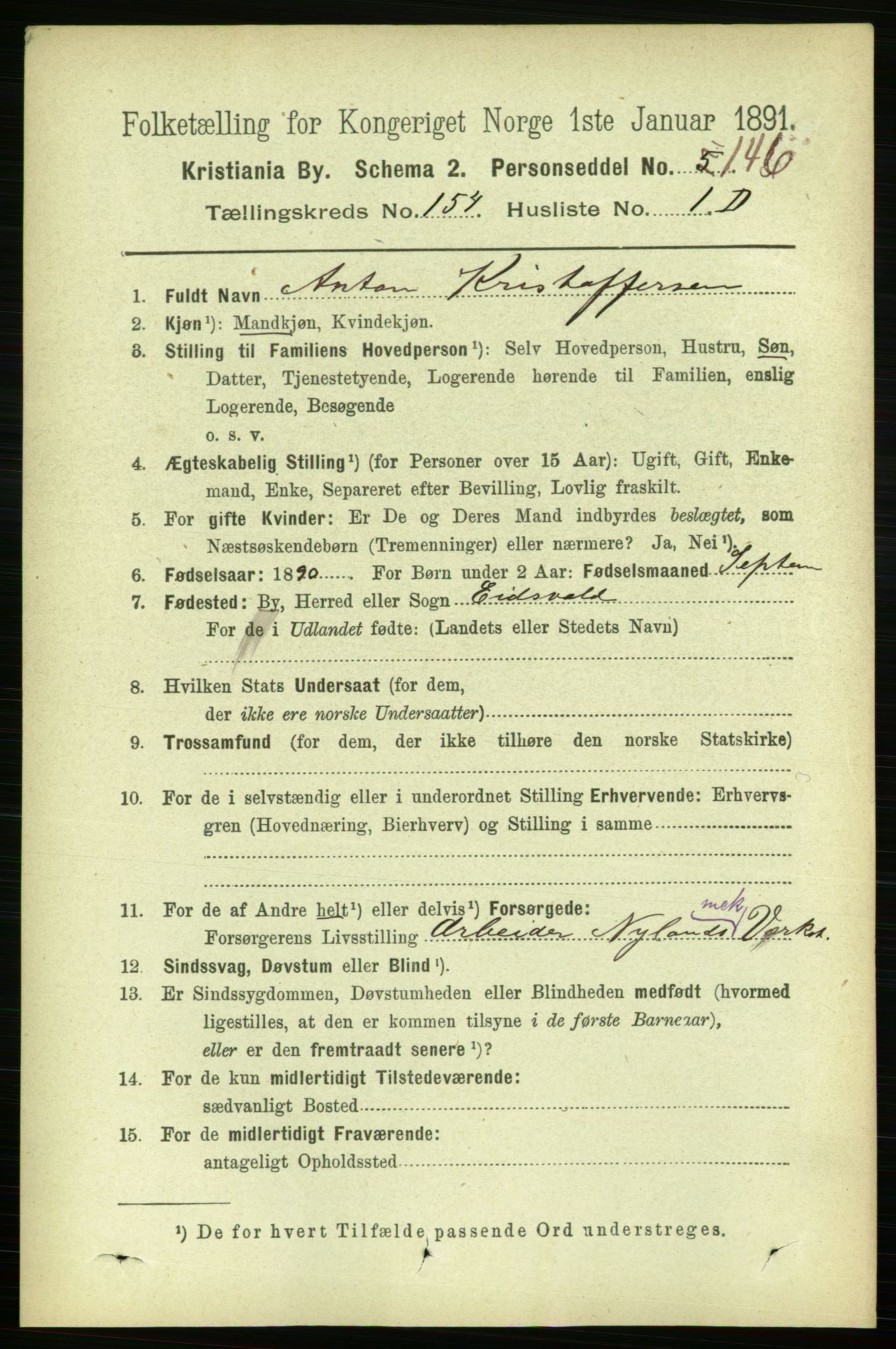 RA, 1891 census for 0301 Kristiania, 1891, p. 87390