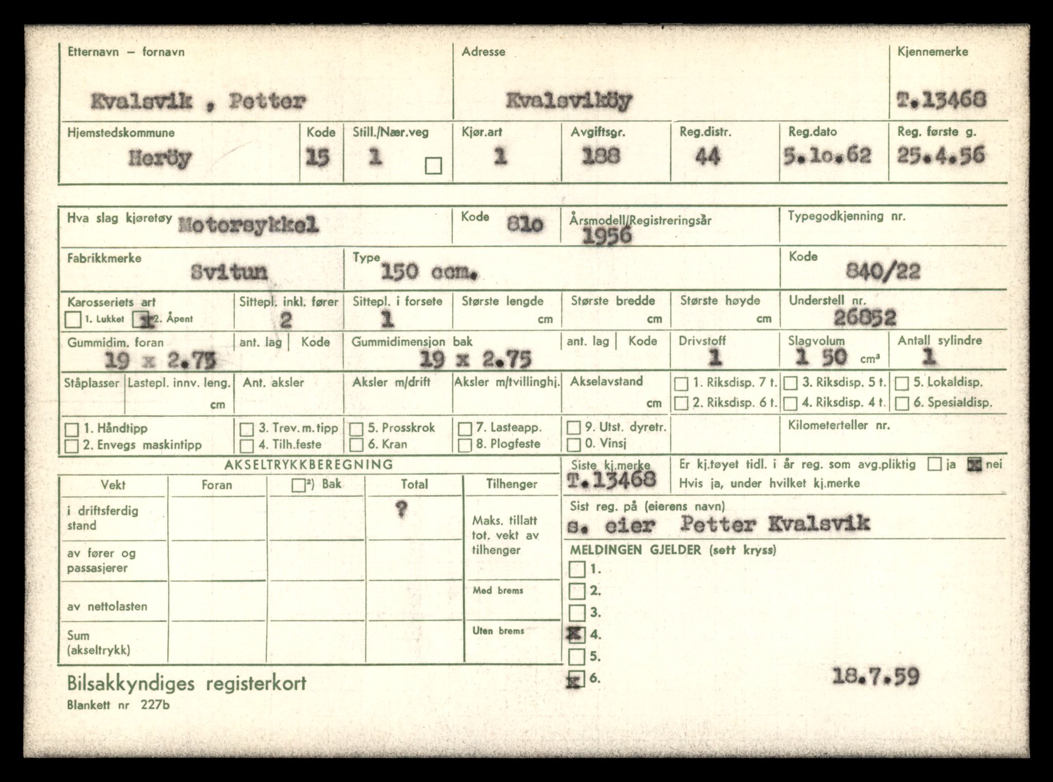 Møre og Romsdal vegkontor - Ålesund trafikkstasjon, SAT/A-4099/F/Fe/L0039: Registreringskort for kjøretøy T 13361 - T 13530, 1927-1998, p. 1865