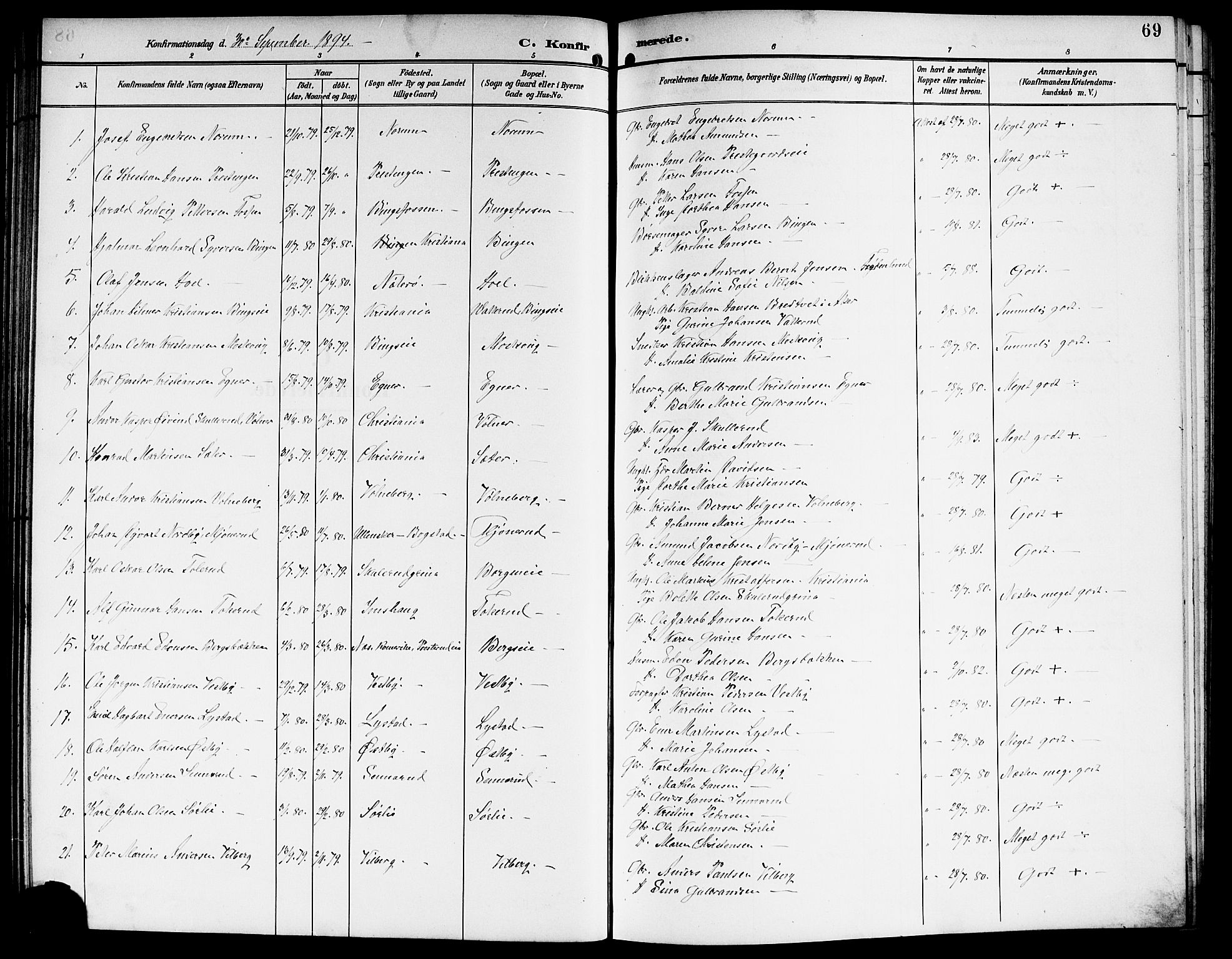 Sørum prestekontor Kirkebøker, SAO/A-10303/G/Ga/L0006: Parish register (copy) no. I 6, 1894-1906, p. 69