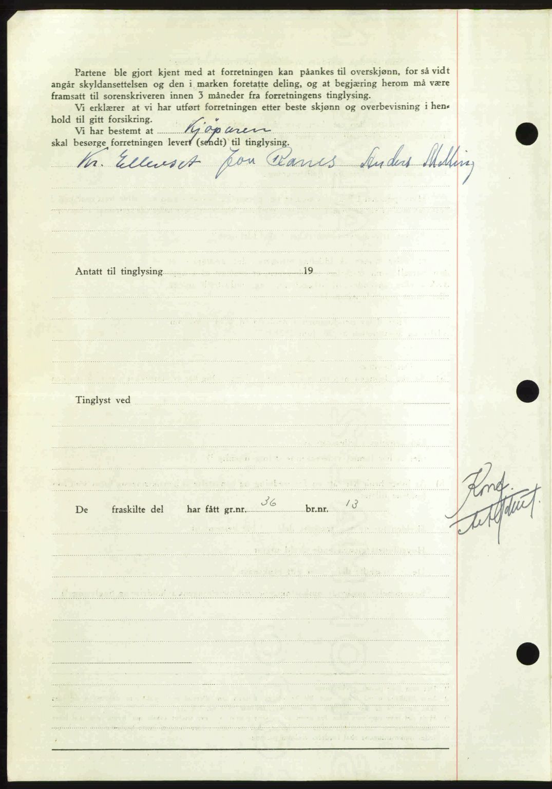 Nordmøre sorenskriveri, AV/SAT-A-4132/1/2/2Ca: Mortgage book no. A116, 1950-1950, Diary no: : 2954/1950