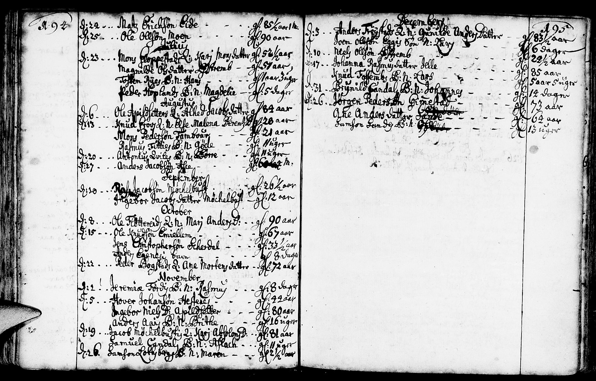 Gloppen sokneprestembete, AV/SAB-A-80101/H/Haa/Haaa/L0002: Parish register (official) no. A 2, 1712-1735, p. 194-195