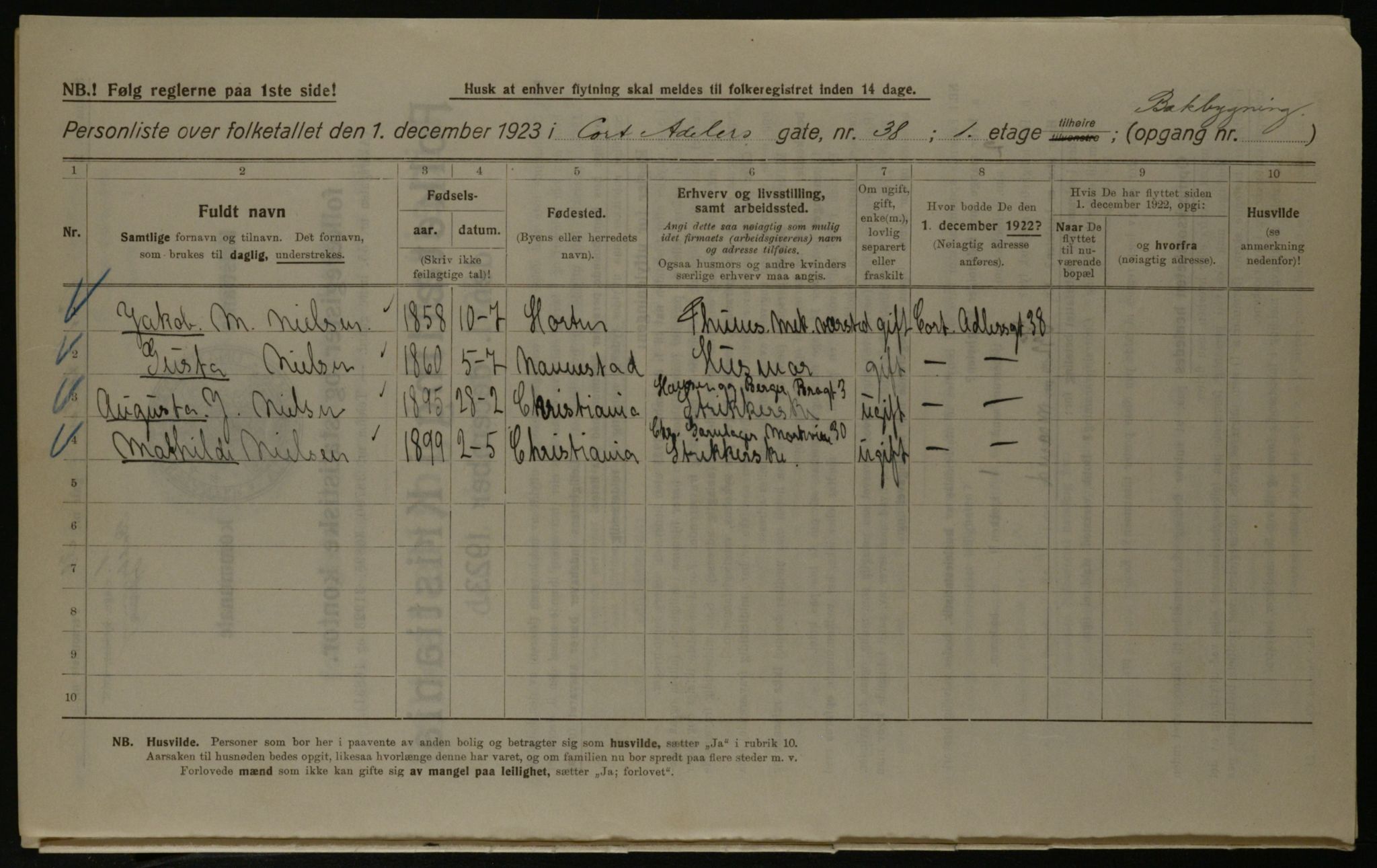 OBA, Municipal Census 1923 for Kristiania, 1923, p. 15837