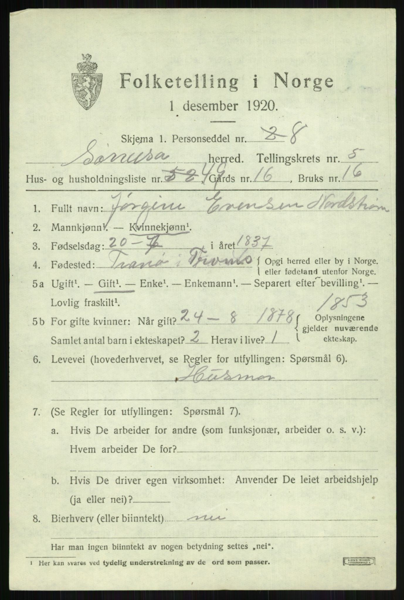 SATØ, 1920 census for Sørreisa, 1920, p. 2970