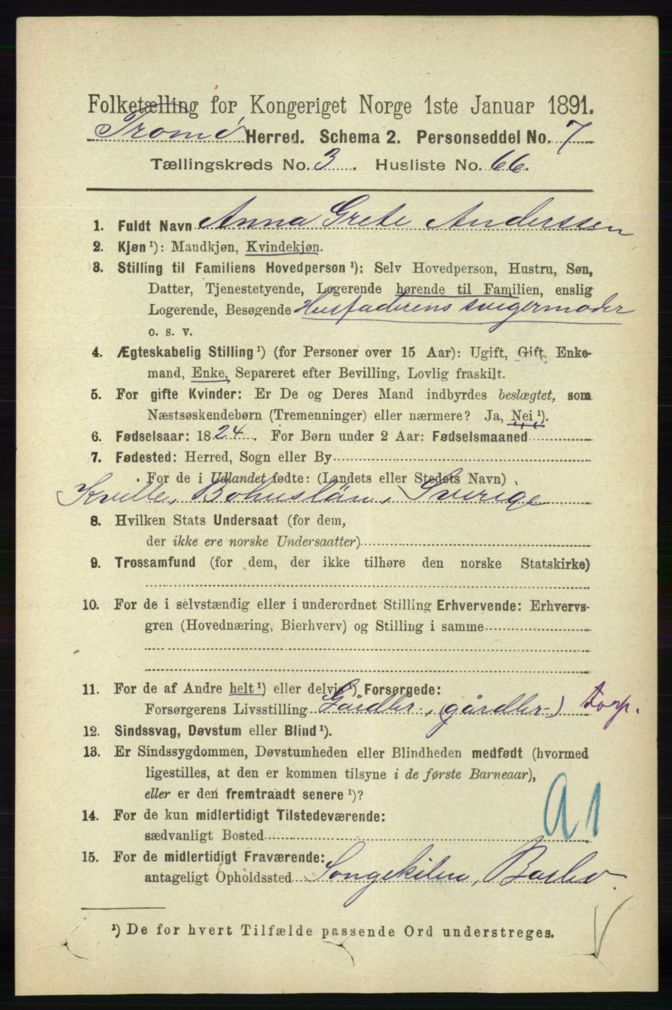 RA, 1891 census for 0921 Tromøy, 1891, p. 1350