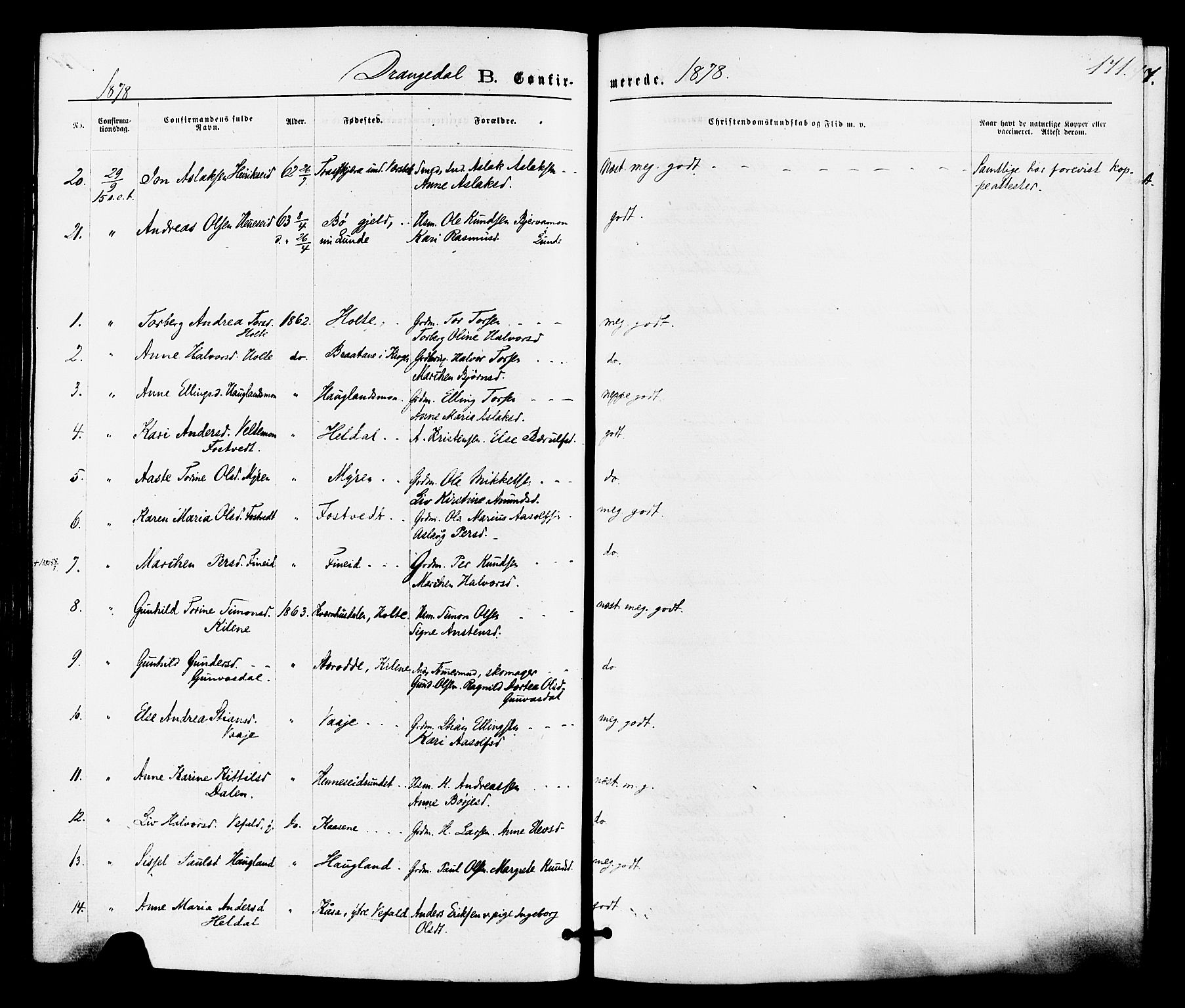 Drangedal kirkebøker, AV/SAKO-A-258/F/Fa/L0009: Parish register (official) no. 9 /1, 1872-1884, p. 171