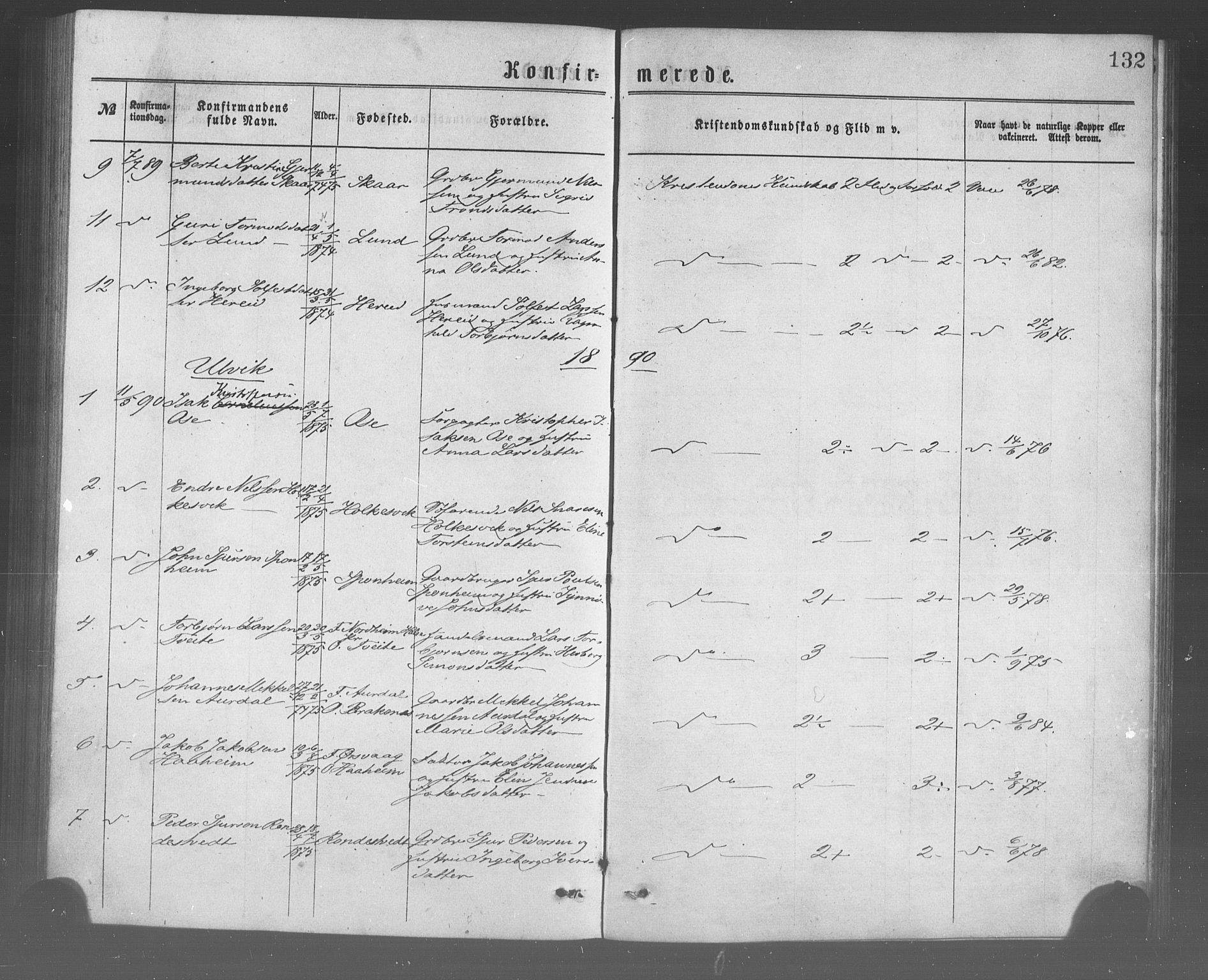 Ulvik sokneprestembete, SAB/A-78801/H/Haa: Parish register (official) no. A 17, 1873-1891, p. 132