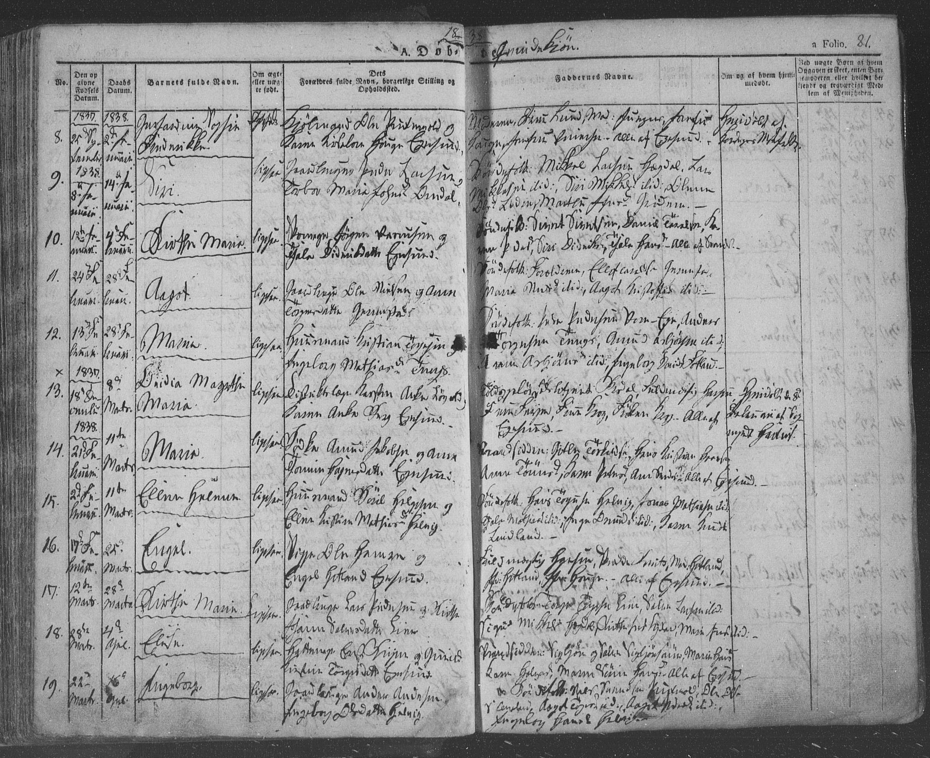 Eigersund sokneprestkontor, AV/SAST-A-101807/S08/L0009: Parish register (official) no. A 9, 1827-1850, p. 81