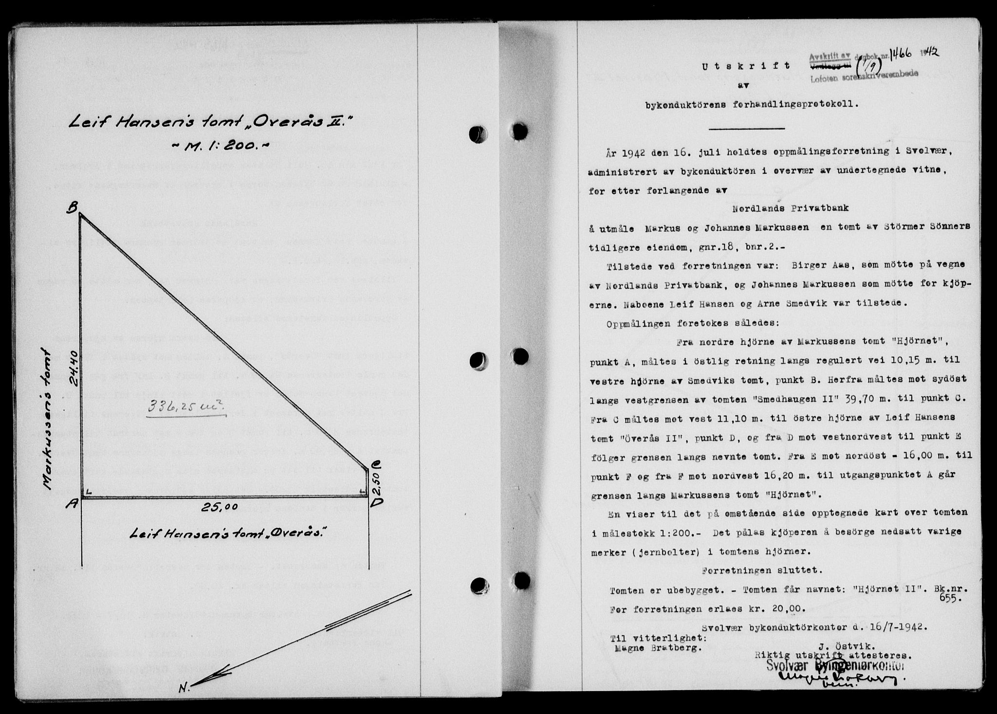 Lofoten sorenskriveri, SAT/A-0017/1/2/2C/L0010a: Mortgage book no. 10a, 1942-1943, Diary no: : 1466/1942