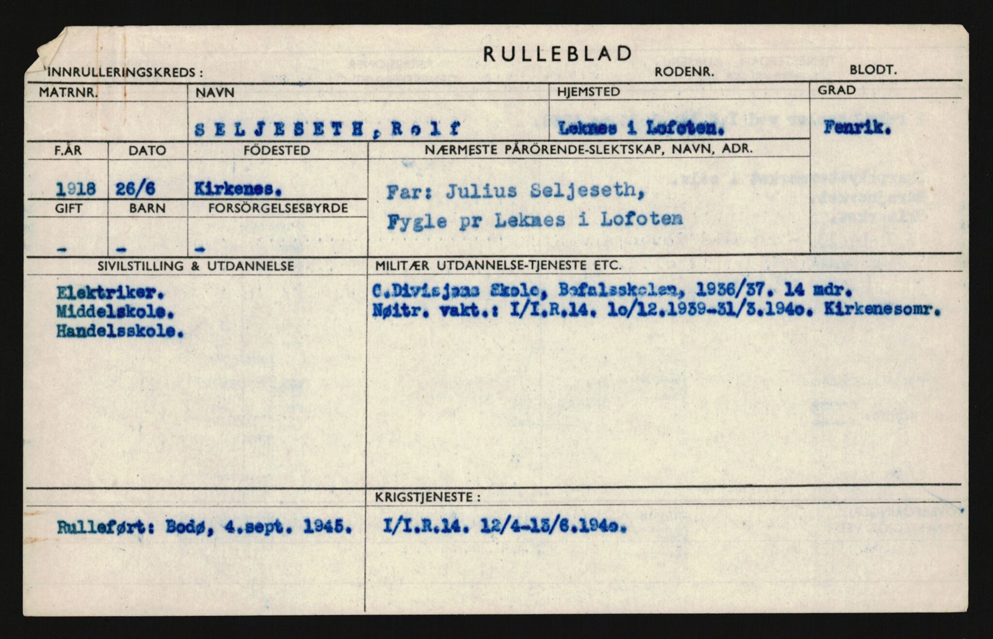 Forsvaret, Sør-Hålogaland landforsvar, AV/RA-RAFA-2552/P/Pa/L0303: Personellmapper for slettet personell, yrkesbefal og vernepliktig befal, født 1917-1920, 1936-1980, p. 429