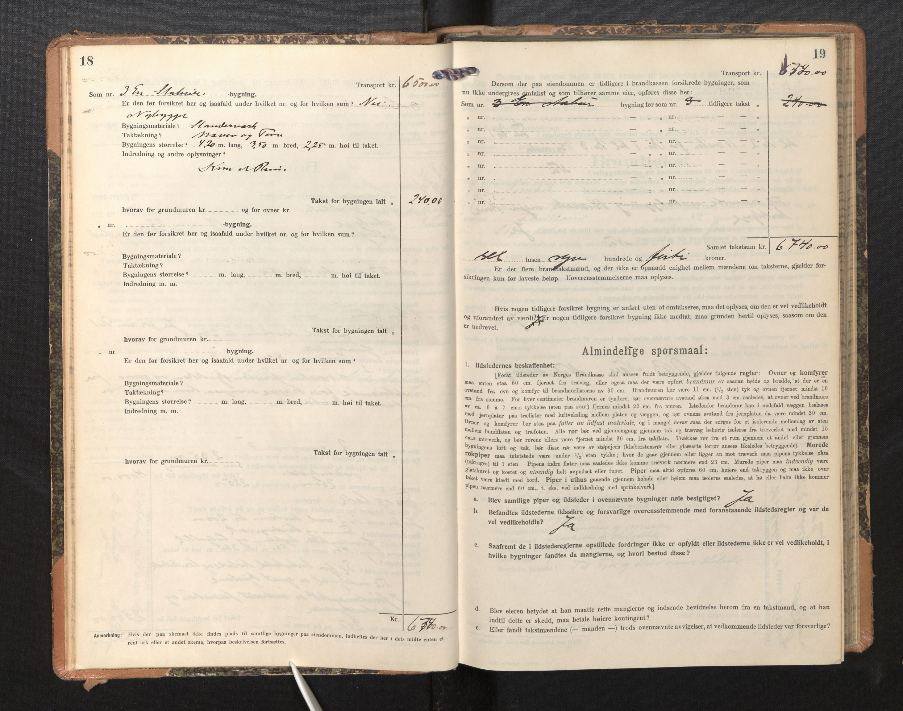 Lensmannen i Sogndal, AV/SAB-A-29901/0012/L0011: Branntakstprotokoll, skjematakst, 1914-1922, p. 18-19