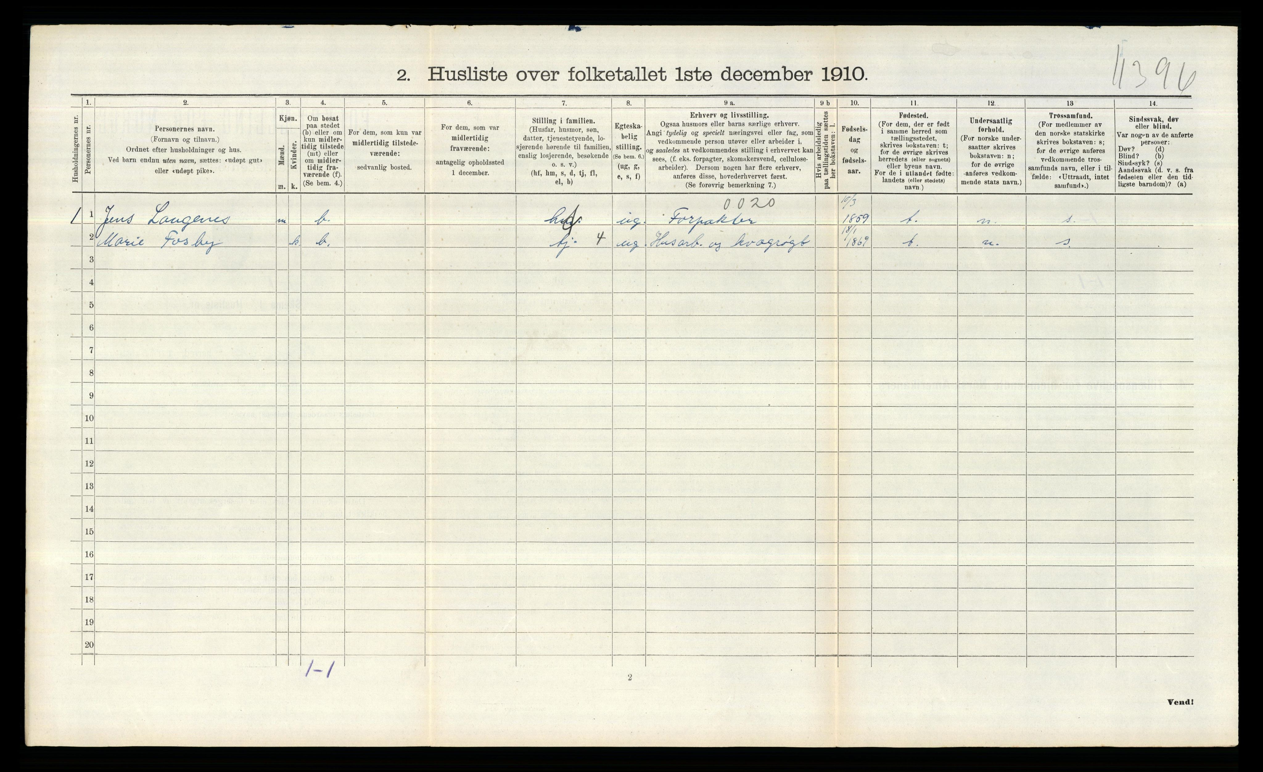 RA, 1910 census for Aremark, 1910, p. 296