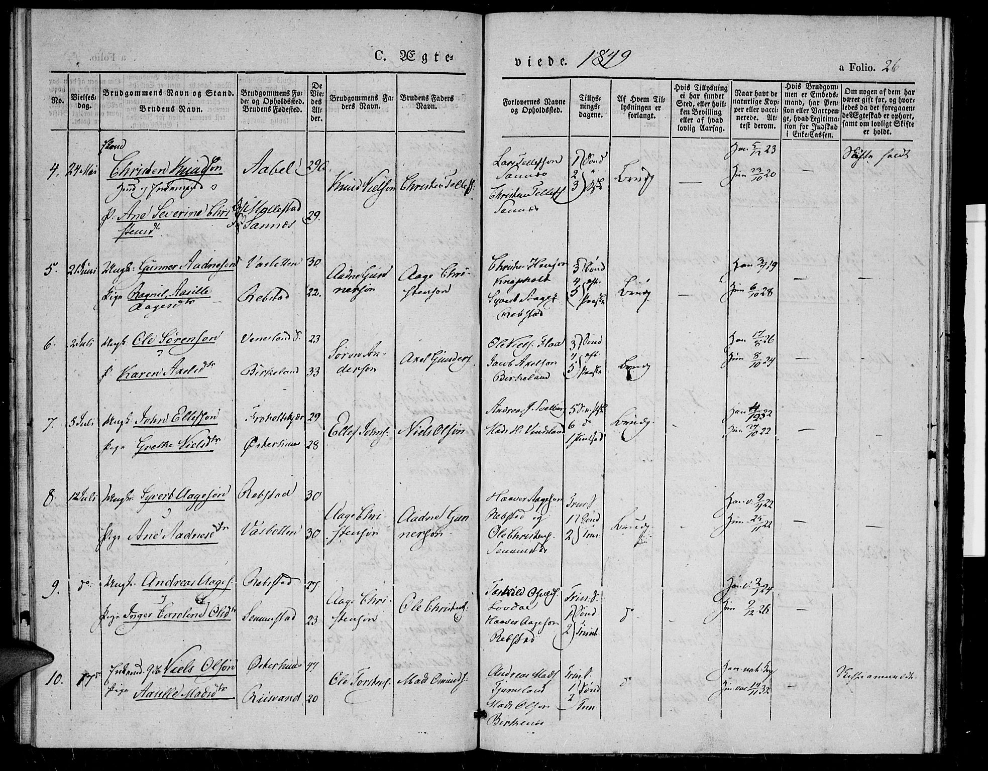 Birkenes sokneprestkontor, AV/SAK-1111-0004/F/Fa/L0002: Parish register (official) no. A 2, 1839-1849, p. 26