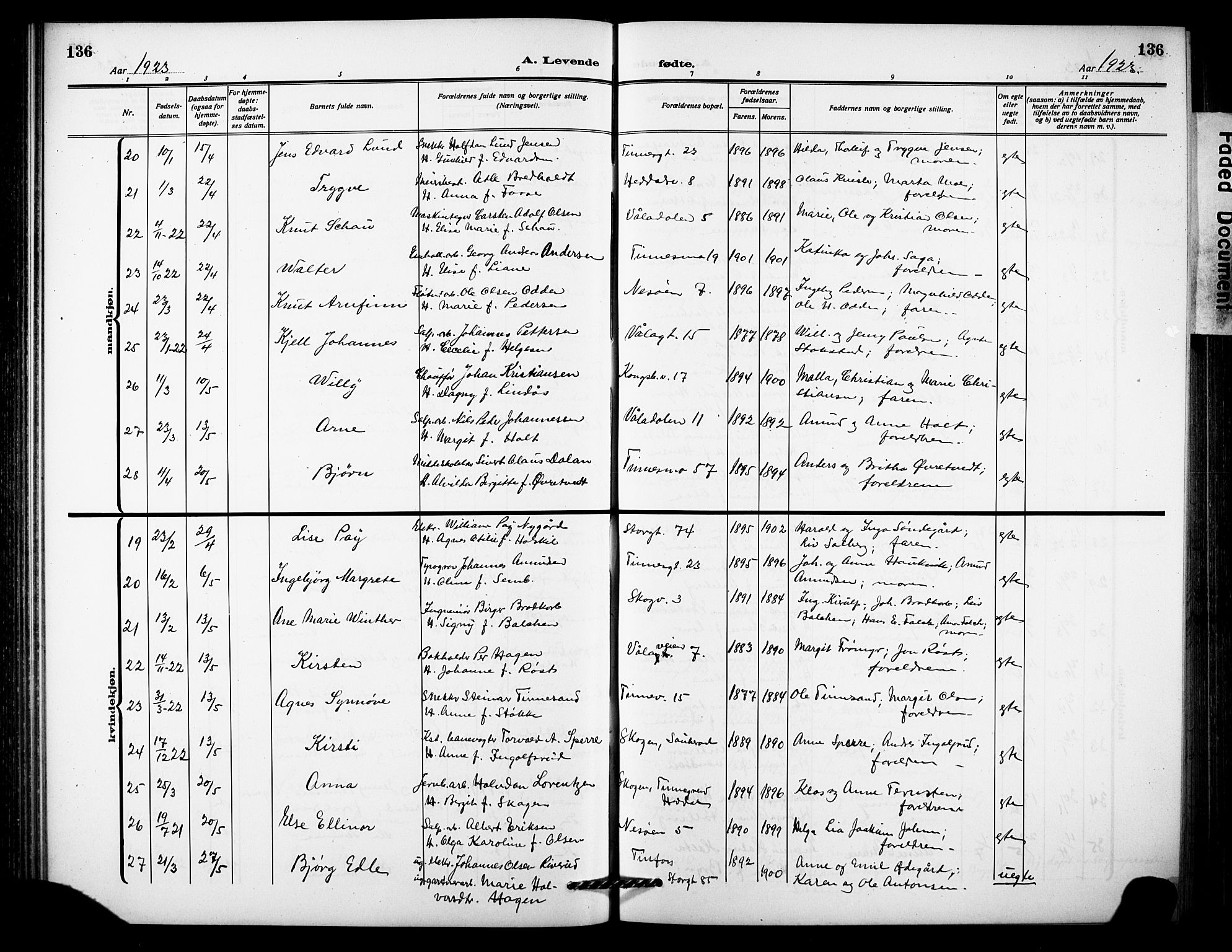 Notodden kirkebøker, AV/SAKO-A-290/G/Ga/L0001: Parish register (copy) no. 1, 1912-1923, p. 136