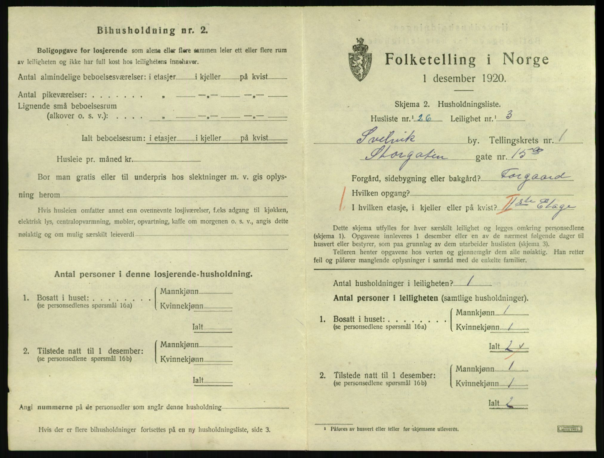 SAKO, 1920 census for Svelvik, 1920, p. 587