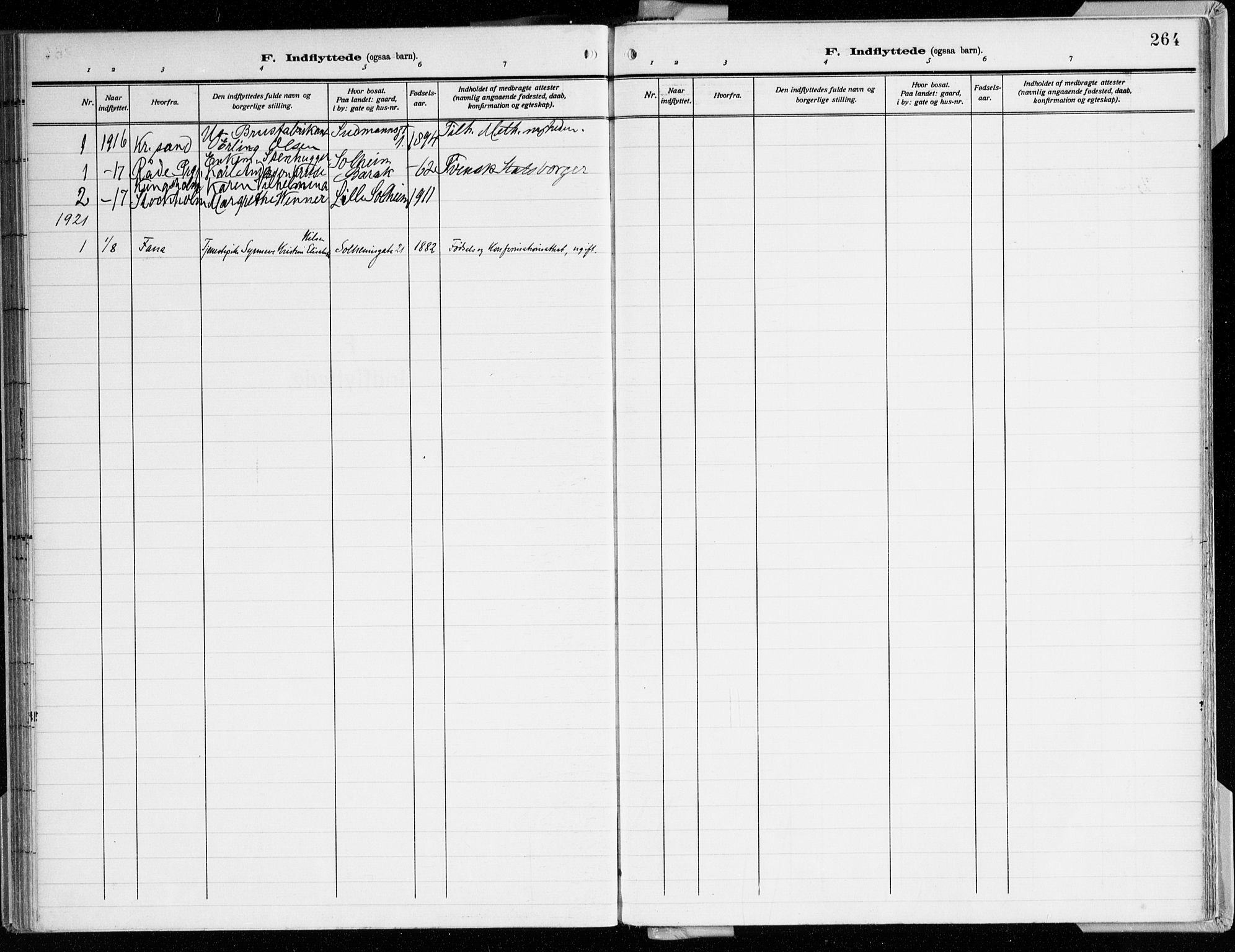 Årstad Sokneprestembete, SAB/A-79301/H/Haa/L0003: Parish register (official) no. A 3, 1914-1919, p. 264