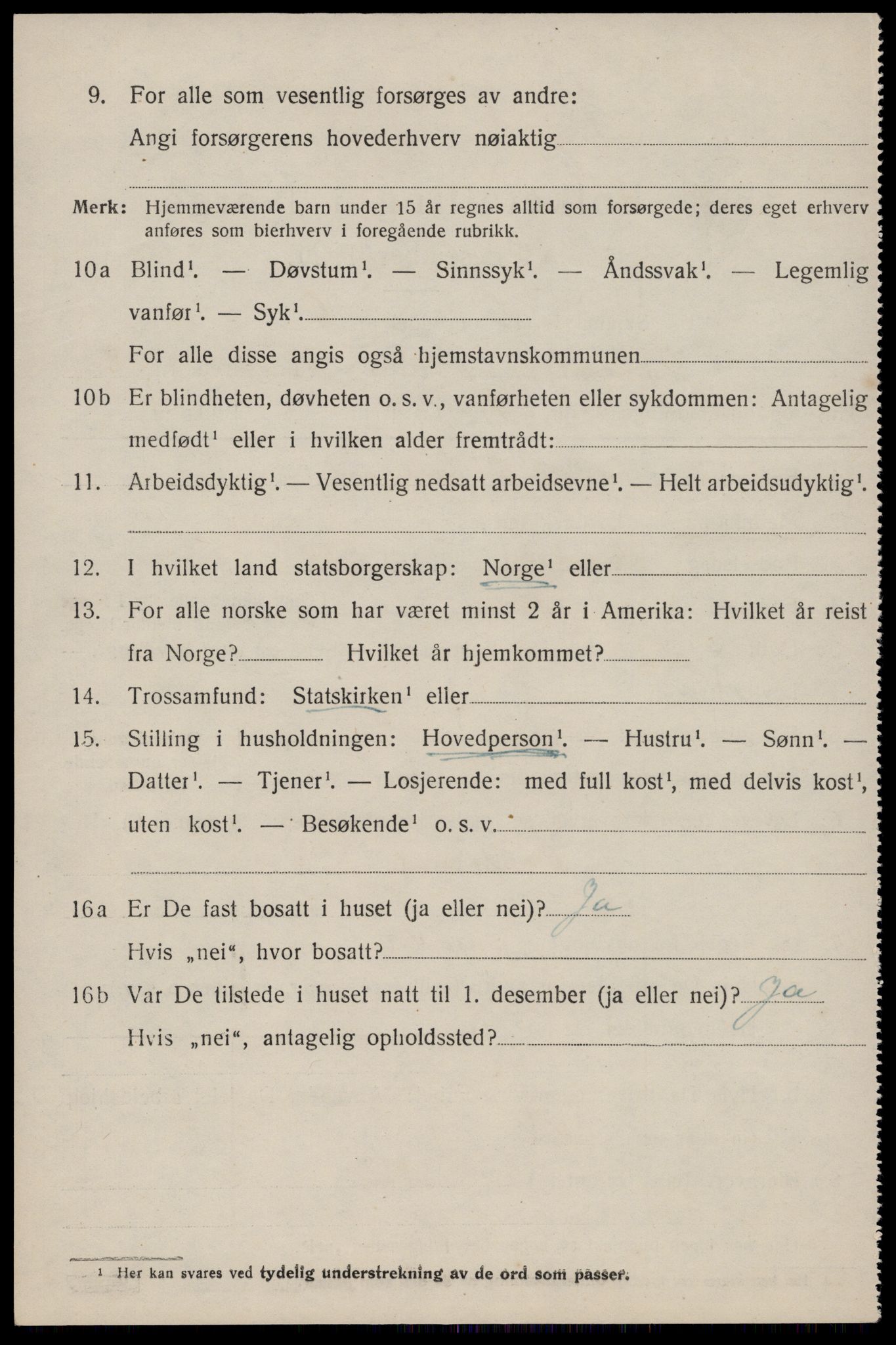 SAST, 1920 census for Jelsa, 1920, p. 2153