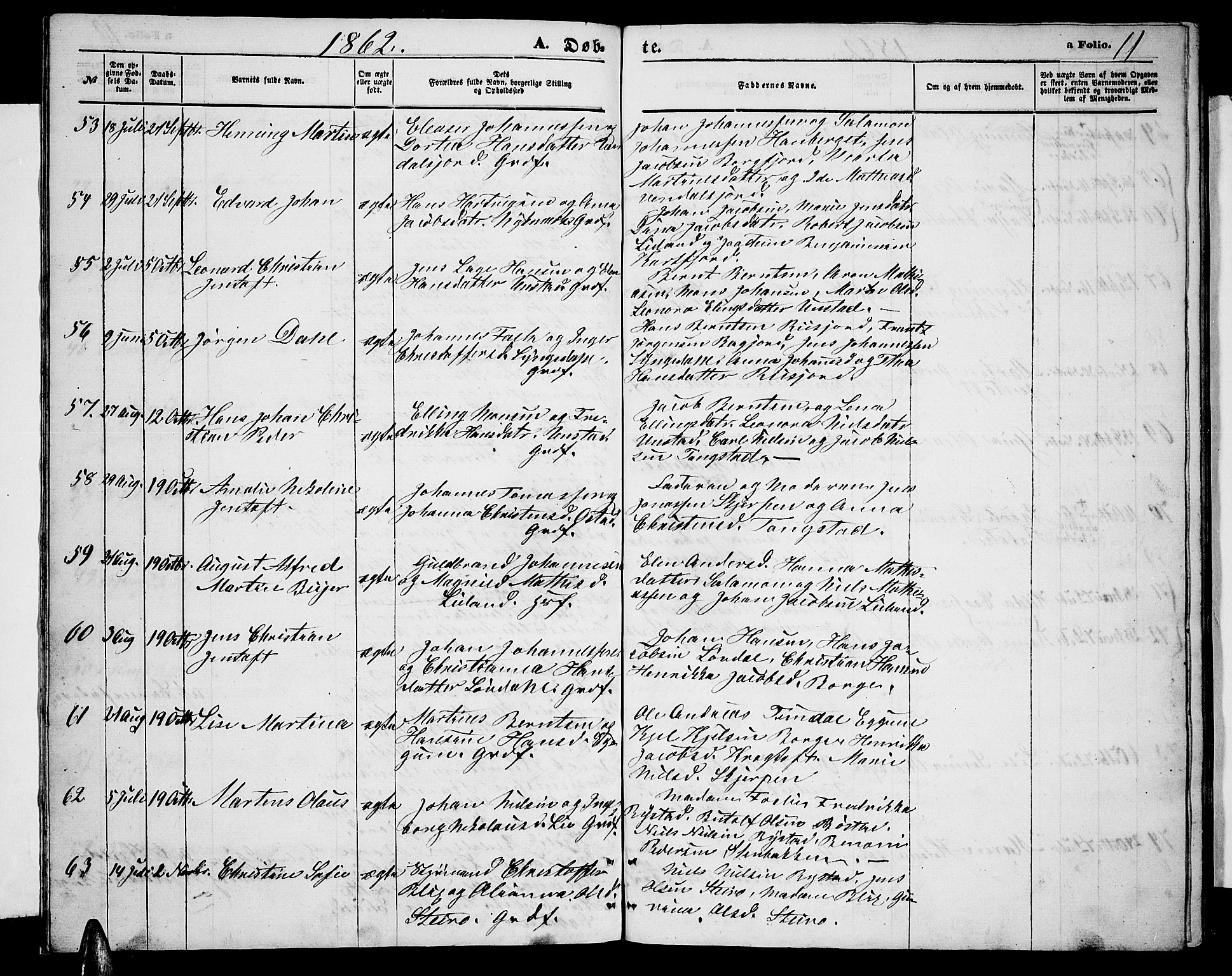 Ministerialprotokoller, klokkerbøker og fødselsregistre - Nordland, AV/SAT-A-1459/880/L1140: Parish register (copy) no. 880C02, 1861-1875, p. 11