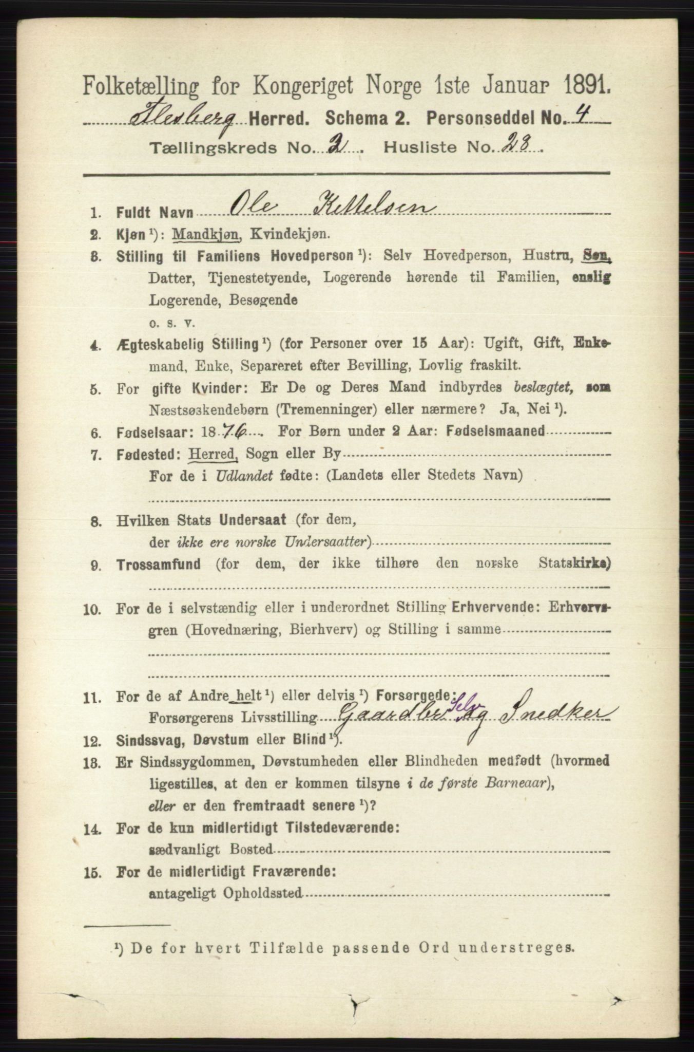 RA, 1891 census for 0631 Flesberg, 1891, p. 389