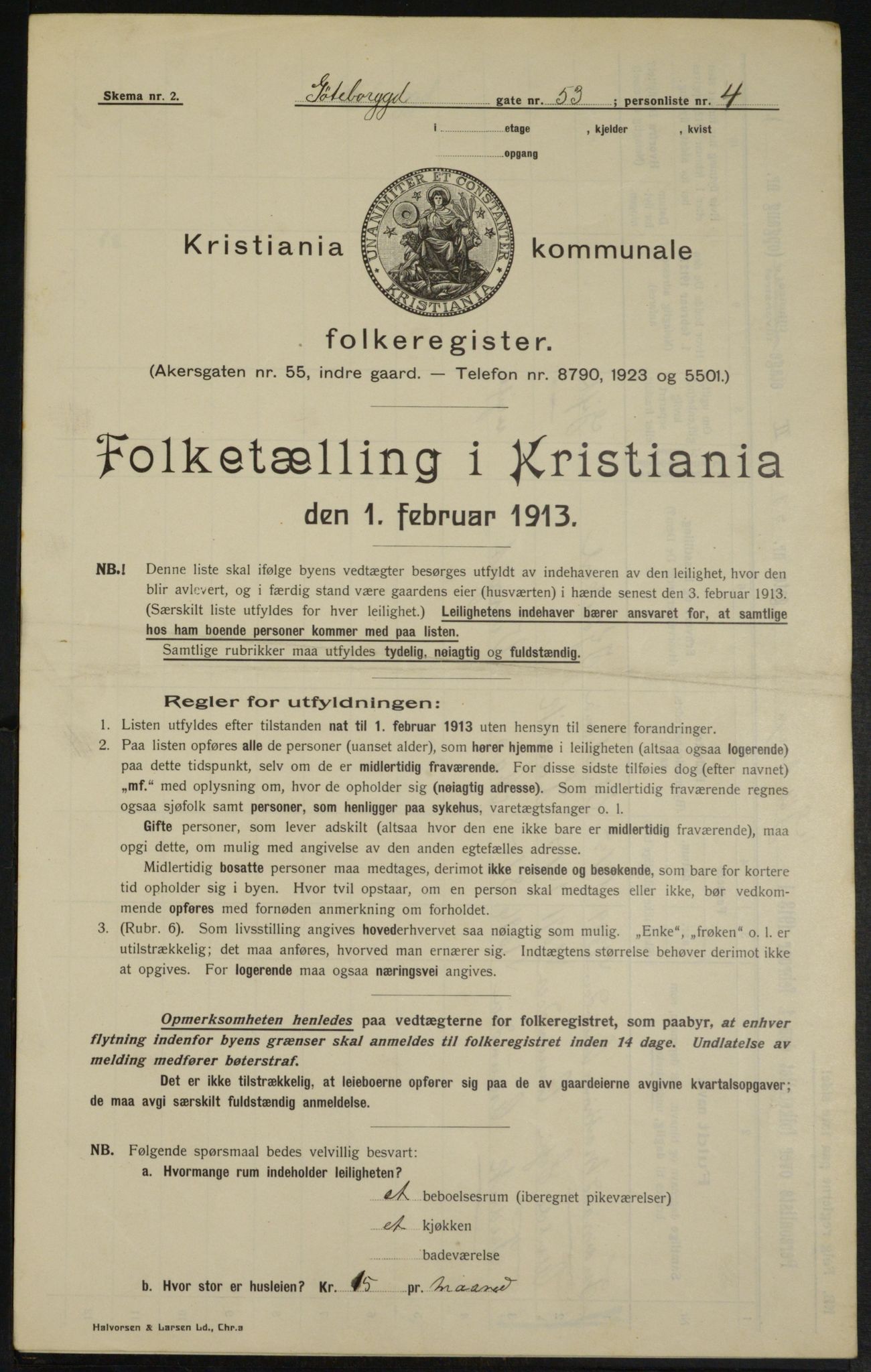 OBA, Municipal Census 1913 for Kristiania, 1913, p. 33332