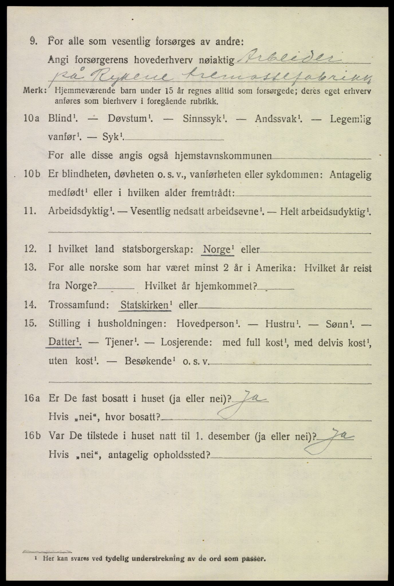 SAK, 1920 census for Øyestad, 1920, p. 4185