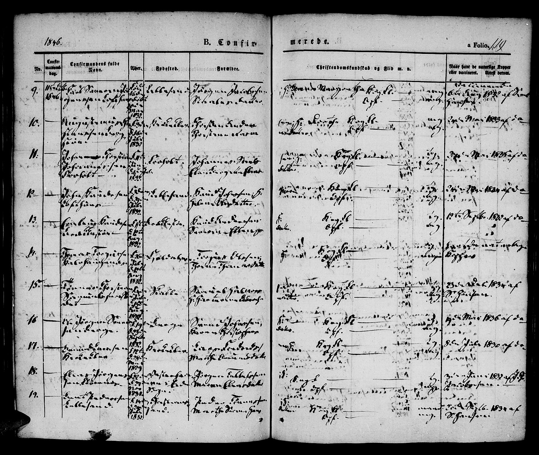 Vestre Moland sokneprestkontor, AV/SAK-1111-0046/F/Fa/Fab/L0005: Parish register (official) no. A 5, 1841-1849, p. 119