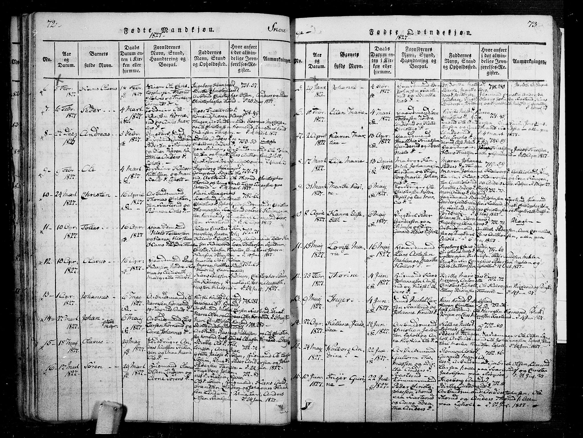 Skoger kirkebøker, SAKO/A-59/F/Fa/L0002: Parish register (official) no. I 2 /1, 1814-1842, p. 72-73