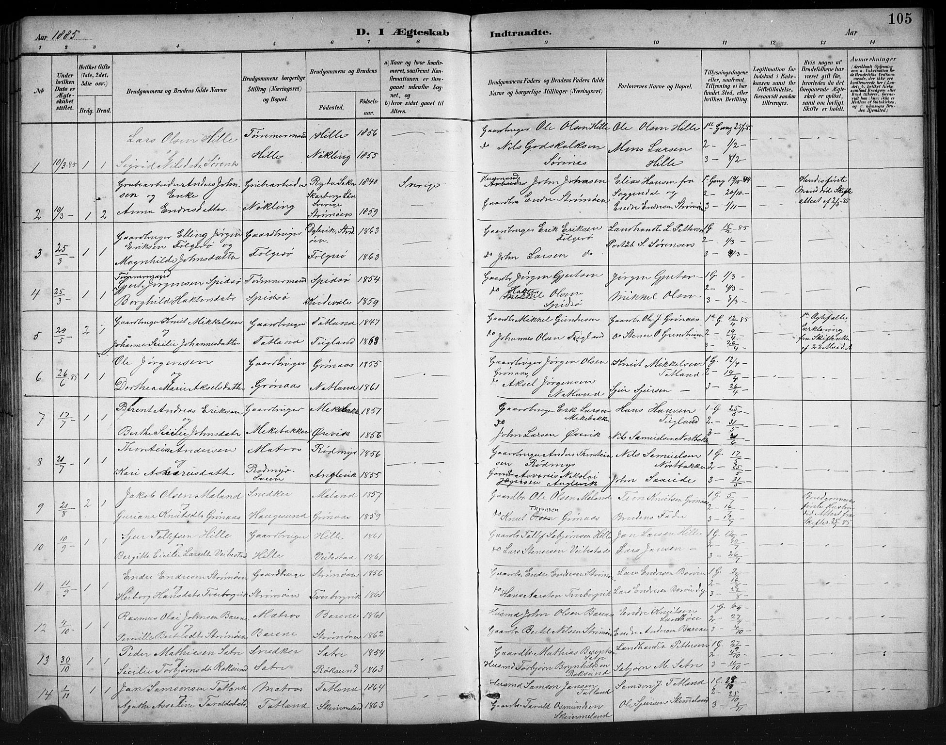 Finnås sokneprestembete, SAB/A-99925/H/Ha/Hab/Haba/L0003: Parish register (copy) no. A 3, 1883-1900, p. 105