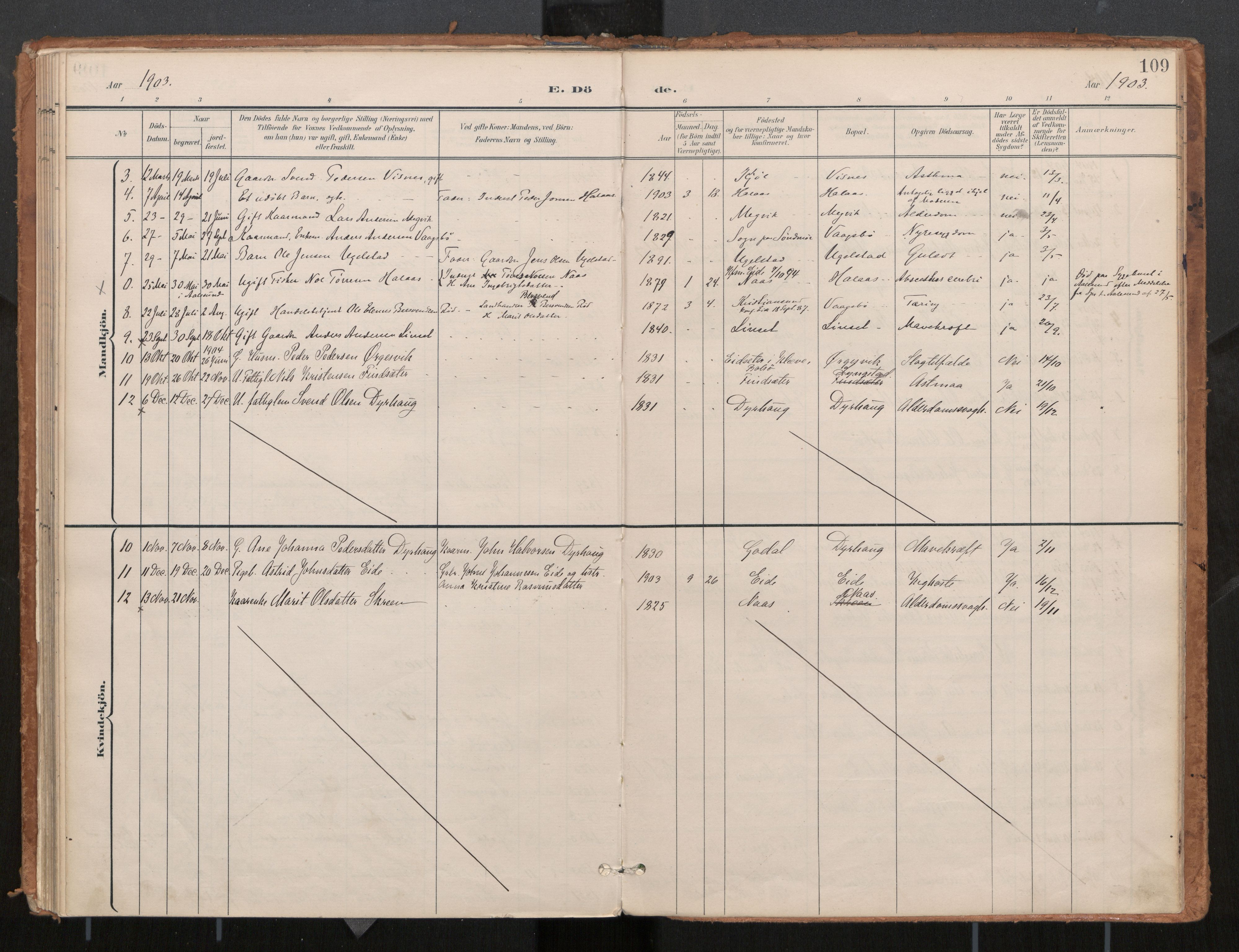 Ministerialprotokoller, klokkerbøker og fødselsregistre - Møre og Romsdal, SAT/A-1454/571/L0836a: Parish register (official) no. 571A02, 1898-1910, p. 109