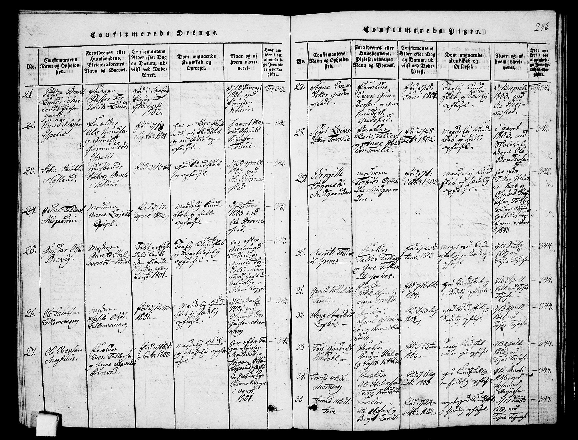 Fyresdal kirkebøker, AV/SAKO-A-263/G/Ga/L0001: Parish register (copy) no. I 1, 1816-1840, p. 246