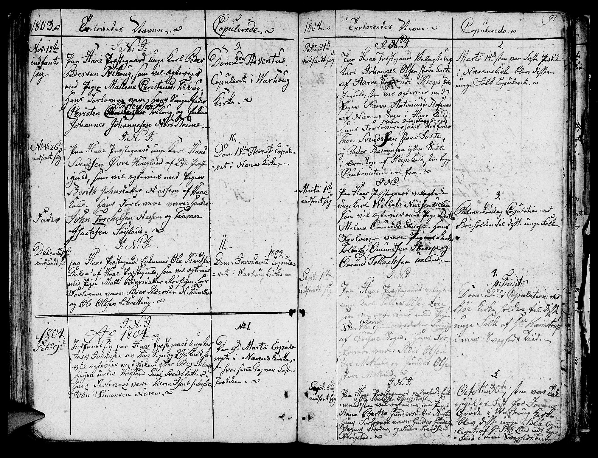 Hå sokneprestkontor, AV/SAST-A-101801/001/30BA/L0001: Parish register (official) no. A 1, 1787-1812, p. 91