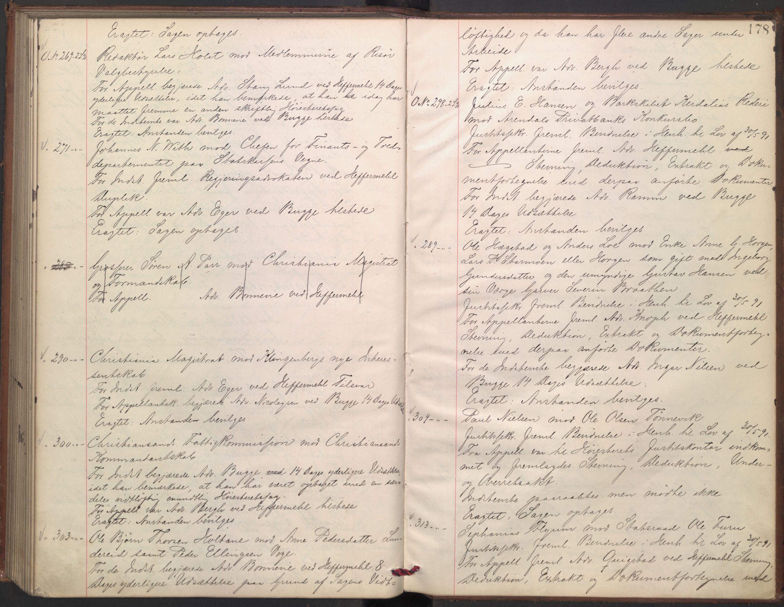 Høyesterett, AV/RA-S-1002/E/Ef/L0016: Protokoll over saker som gikk til skriftlig behandling, 1888-1892, p. 177b-178a
