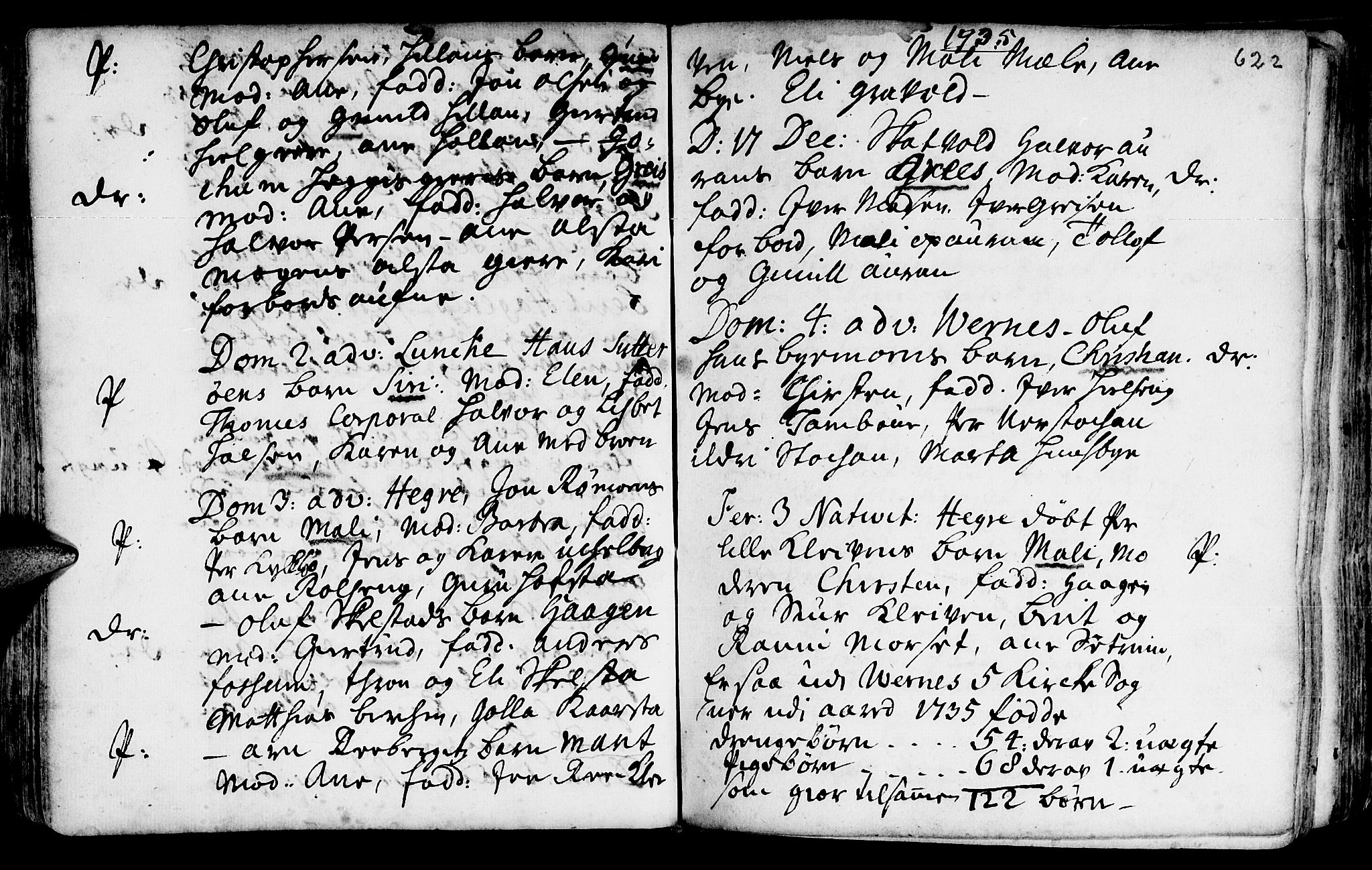 Ministerialprotokoller, klokkerbøker og fødselsregistre - Nord-Trøndelag, SAT/A-1458/709/L0055: Parish register (official) no. 709A03, 1730-1739, p. 621-622