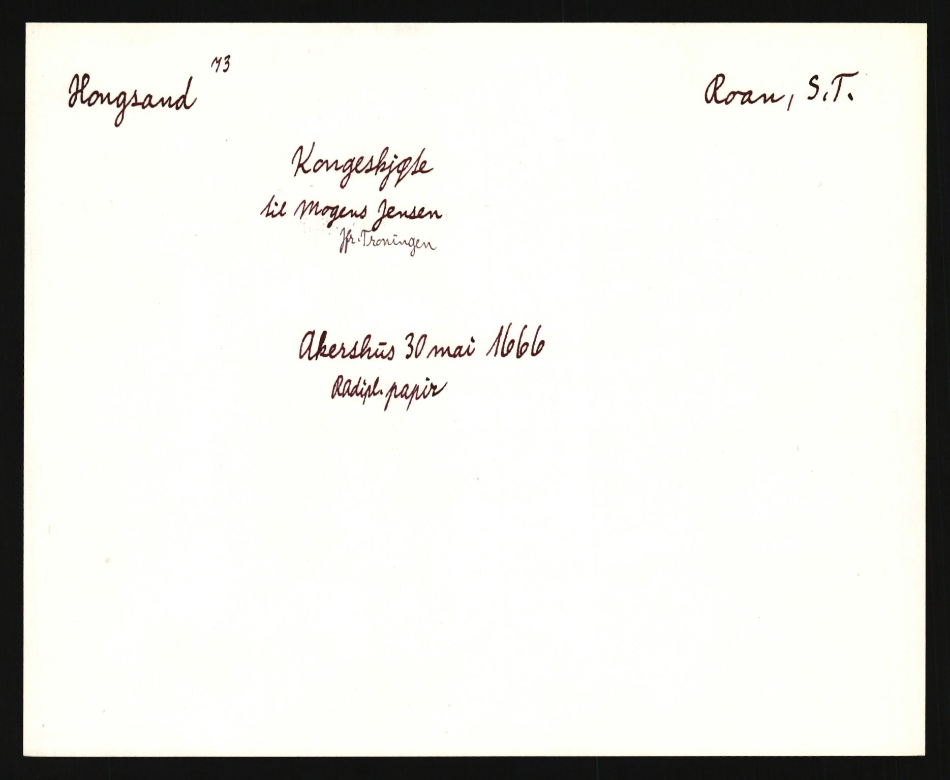 Riksarkivets diplomsamling, AV/RA-EA-5965/F35/F35e/L0032: Registreringssedler Sør-Trøndelag, 1400-1700, p. 67