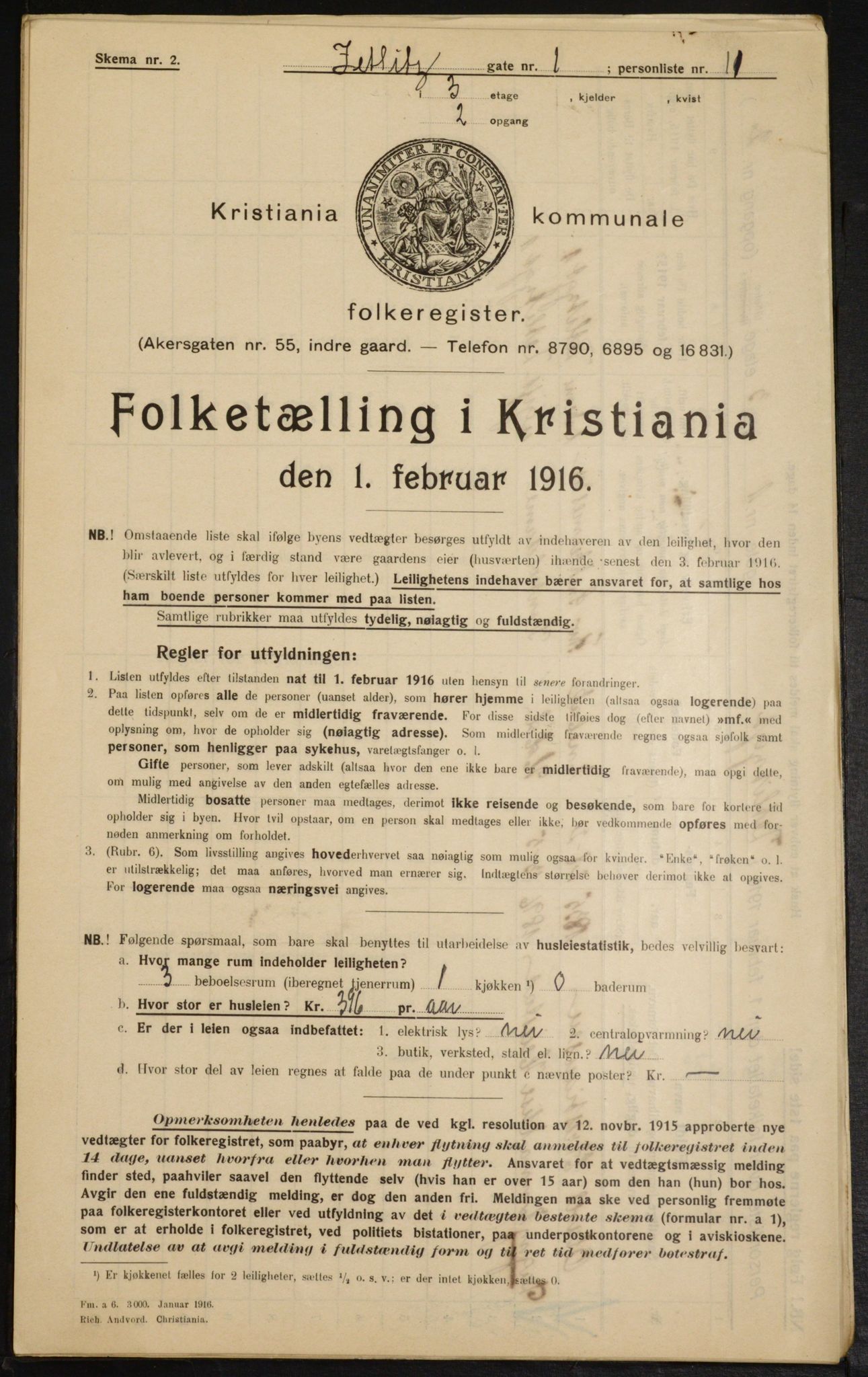 OBA, Municipal Census 1916 for Kristiania, 1916, p. 132277