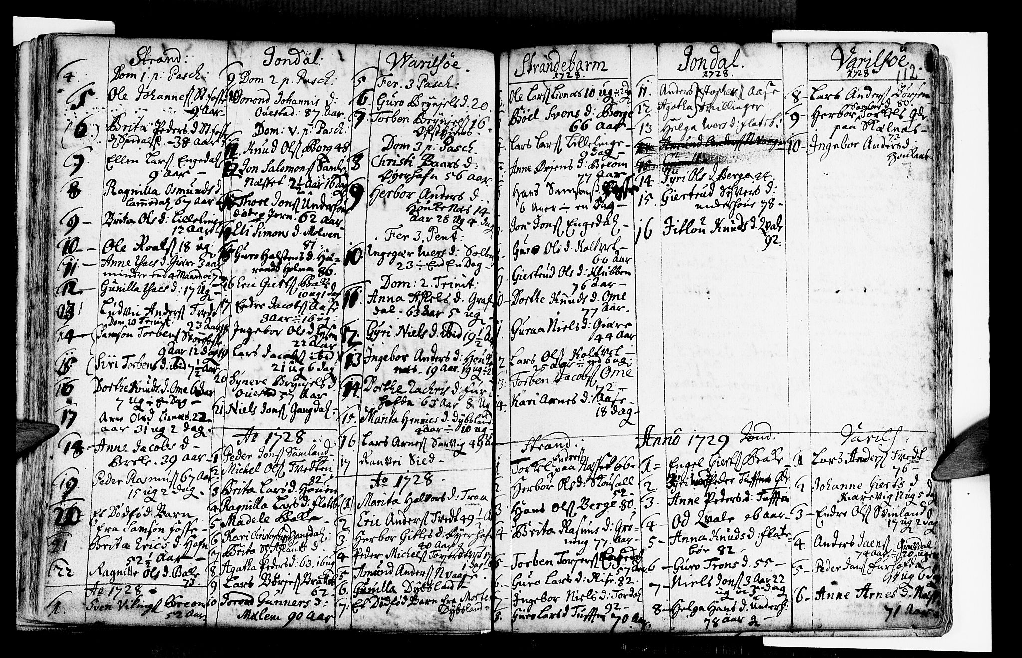 Strandebarm sokneprestembete, SAB/A-78401/H/Haa: Parish register (official) no. A 2 /1, 1727-1750, p. 112