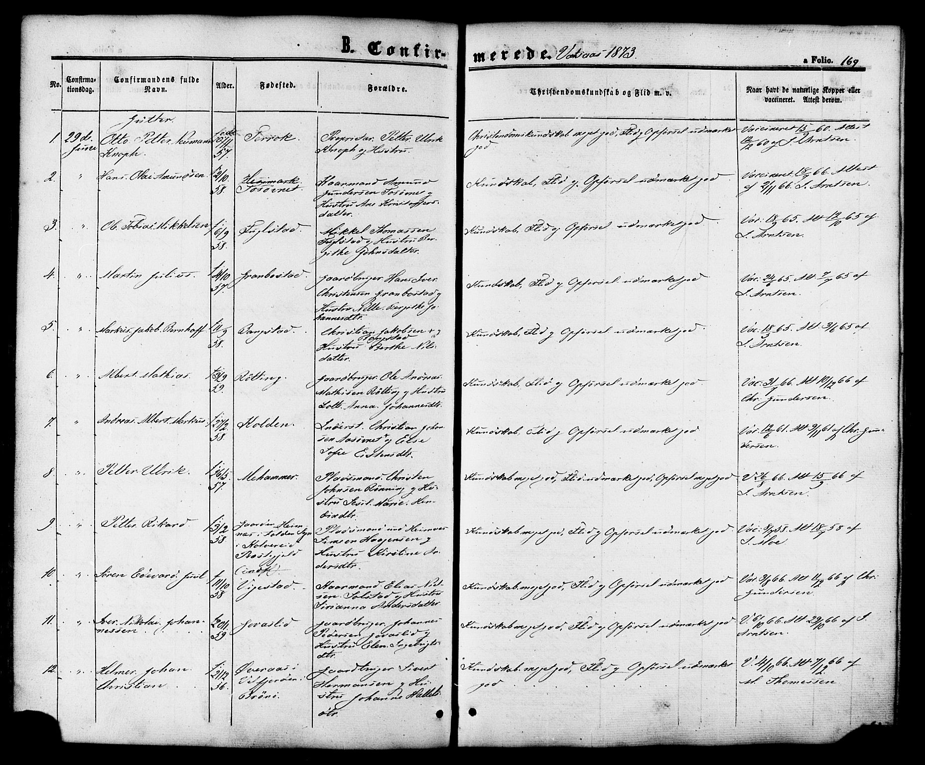 Ministerialprotokoller, klokkerbøker og fødselsregistre - Nordland, AV/SAT-A-1459/810/L0146: Parish register (official) no. 810A08 /1, 1862-1874, p. 169